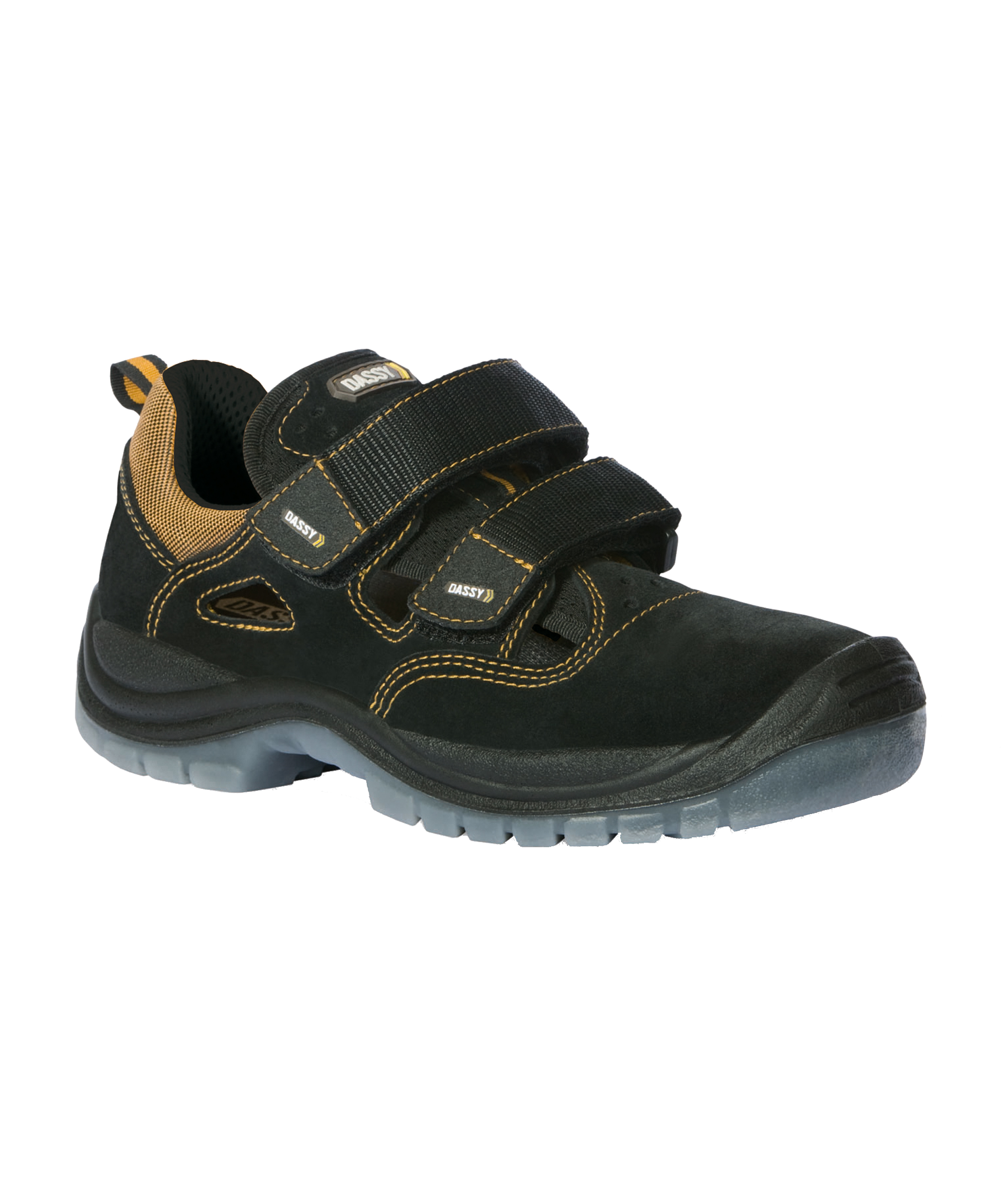 dassy achilles s1p safety sandal black front 