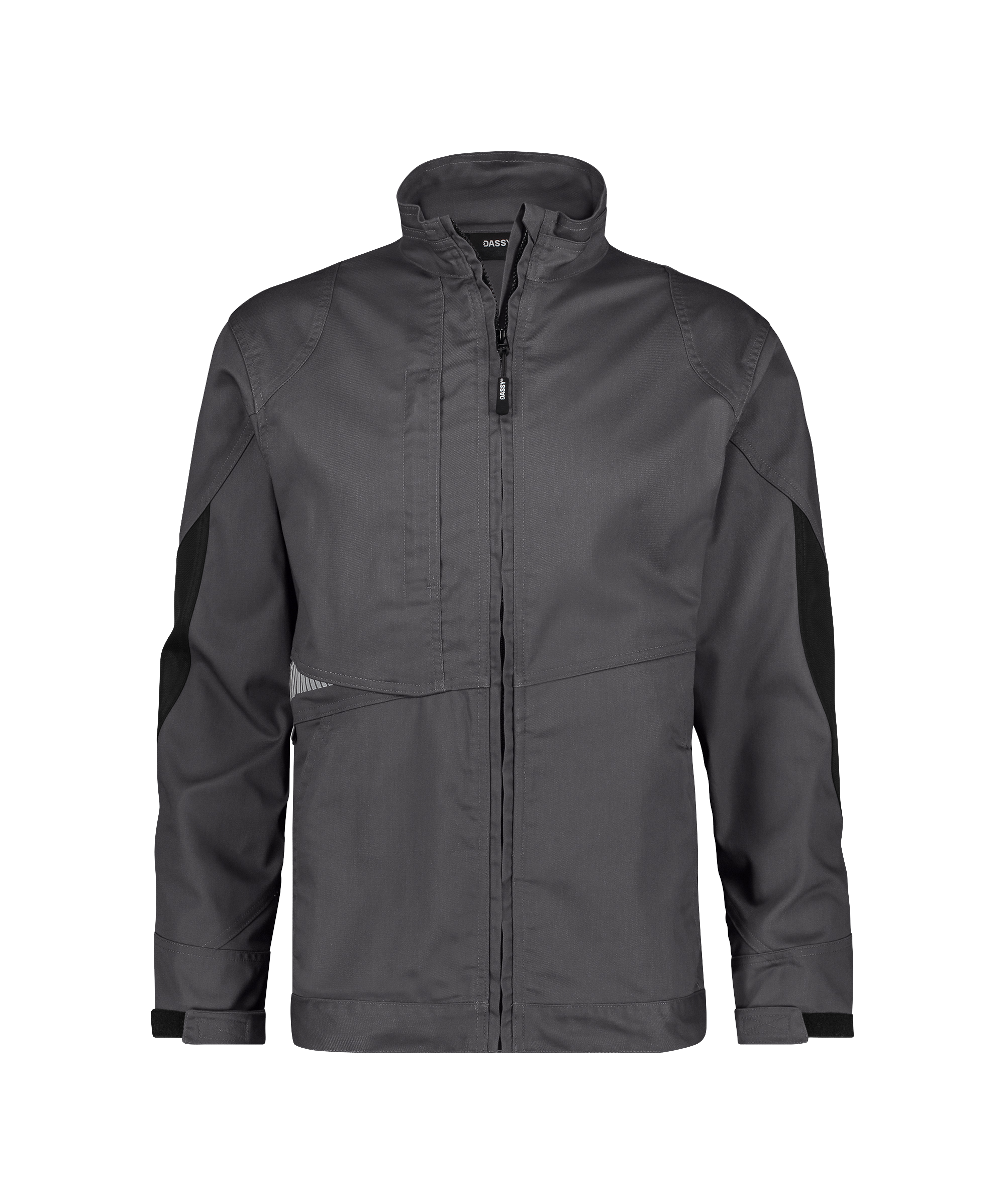 dassy atom next work jacket anthracite grey black front 