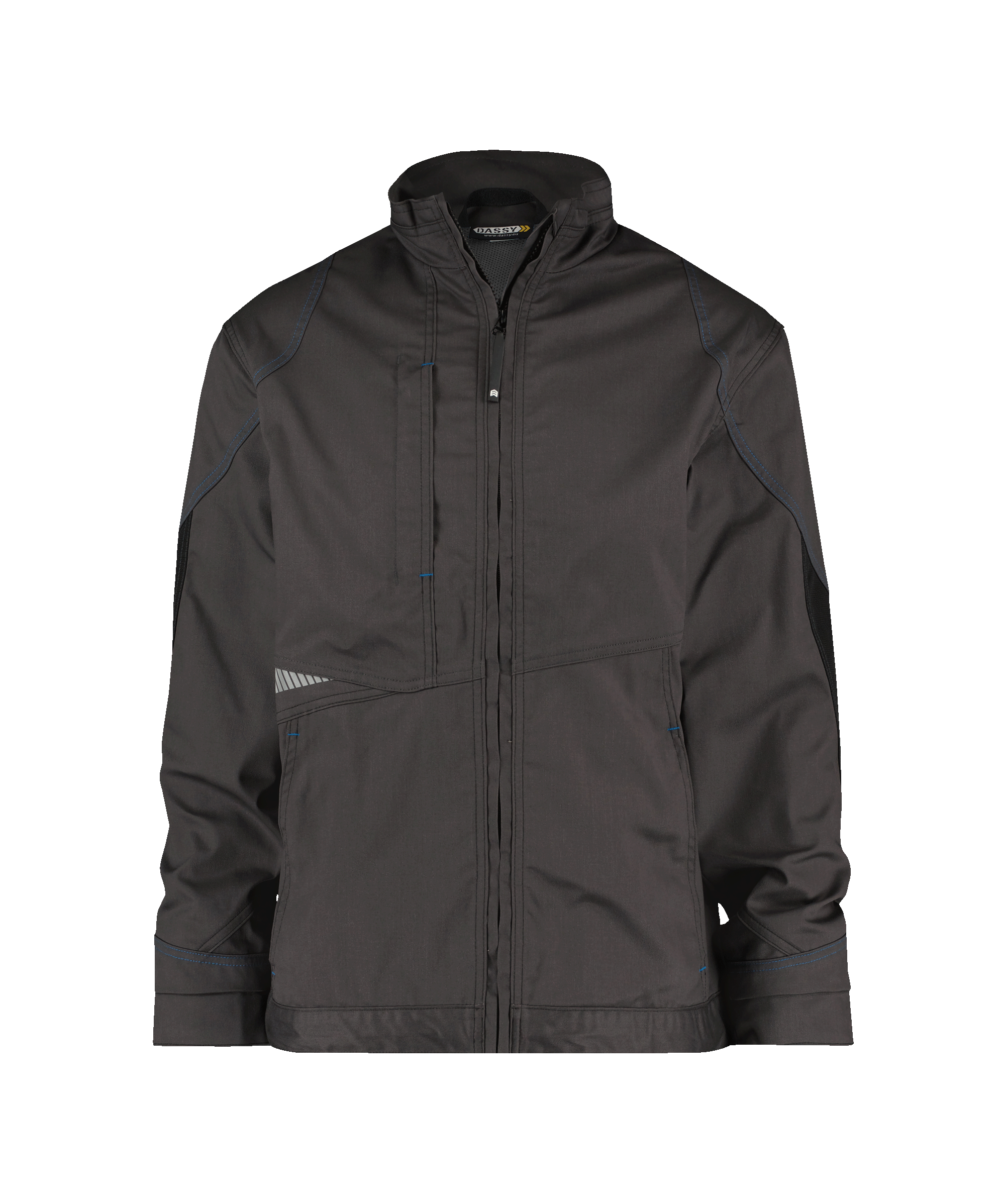 dassy atom work jacket anthracite grey black front 