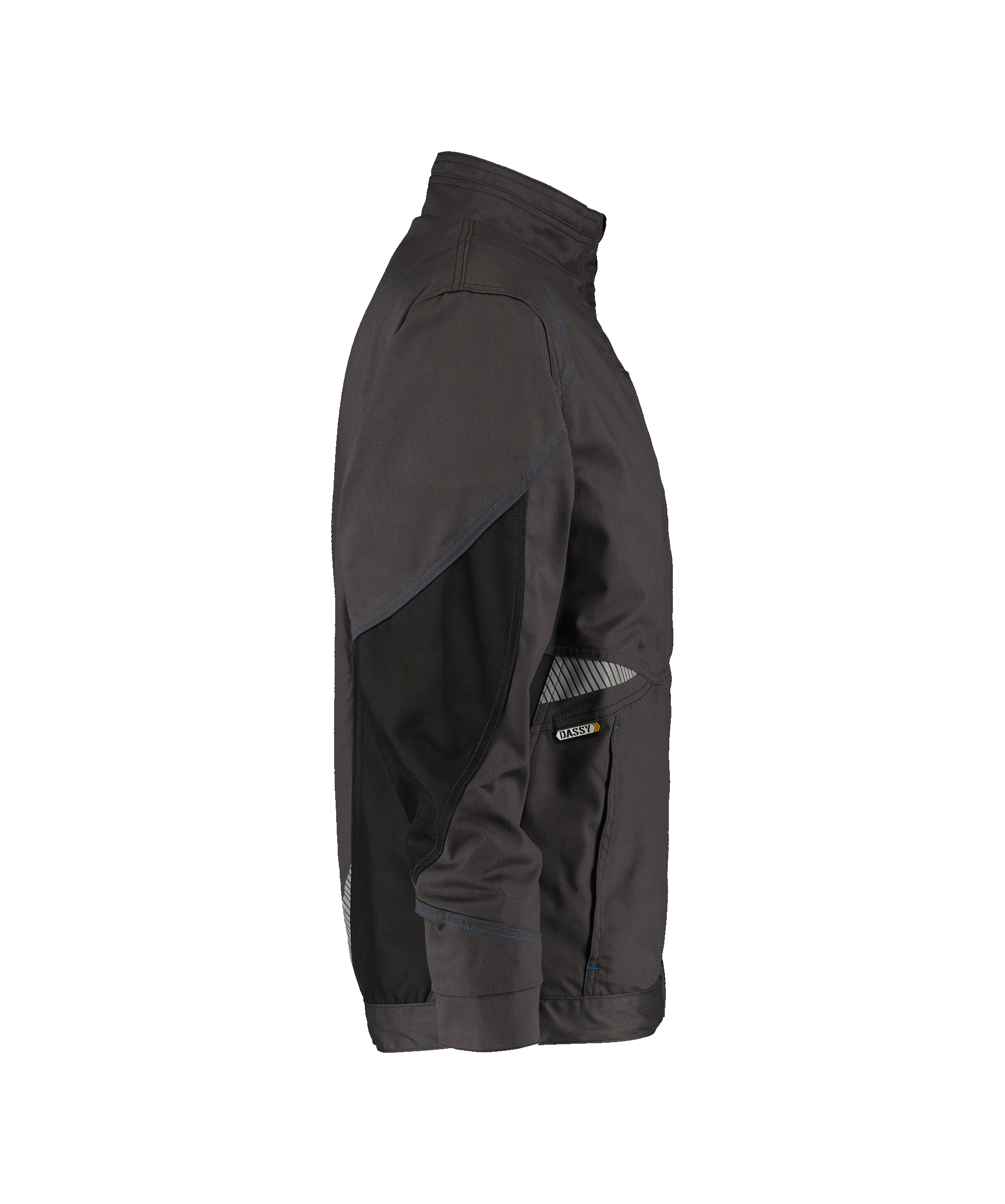 dassy atom work jacket anthracite grey black side 