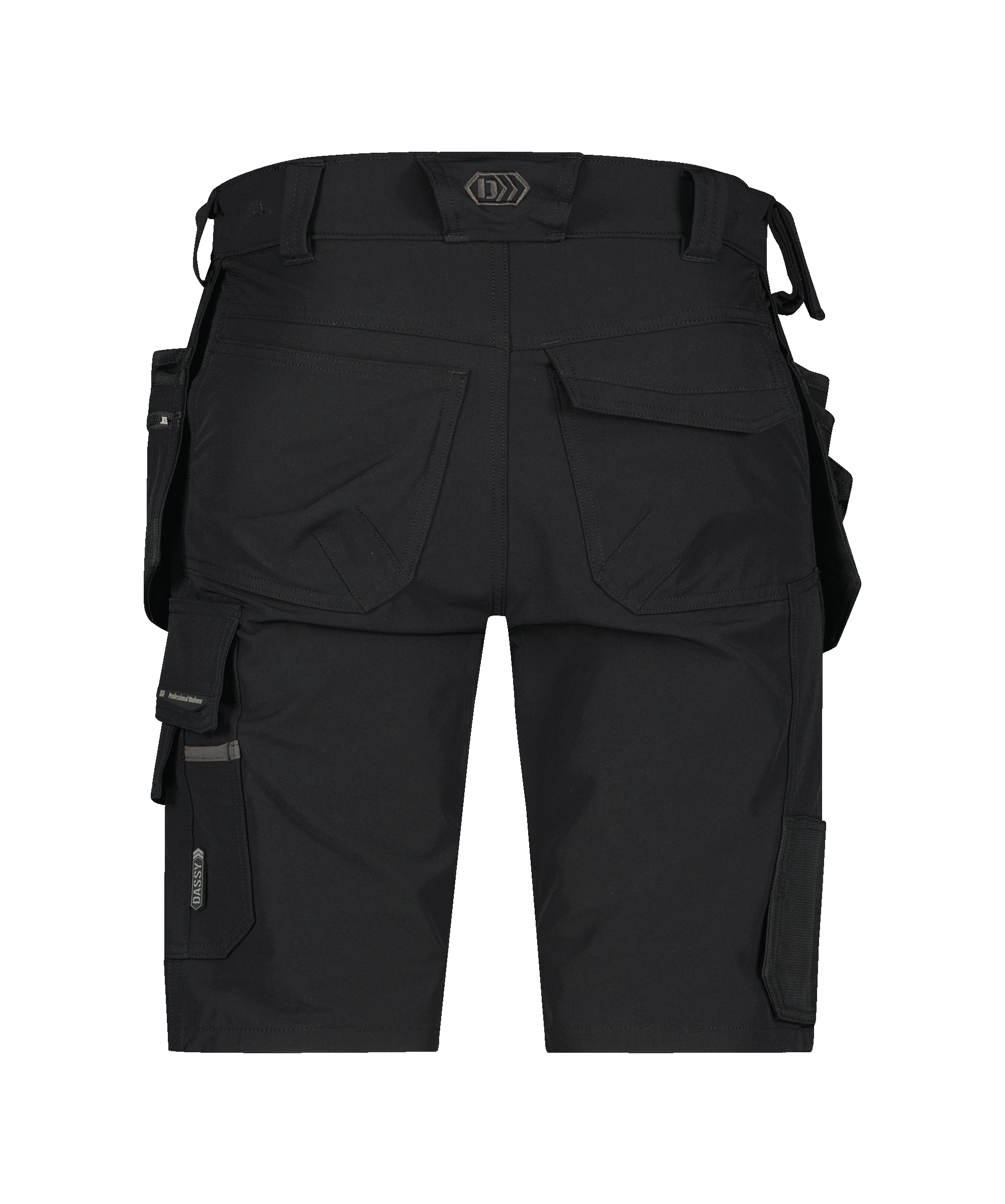 dassy aurax shorts with holster pockets and stretch black back 