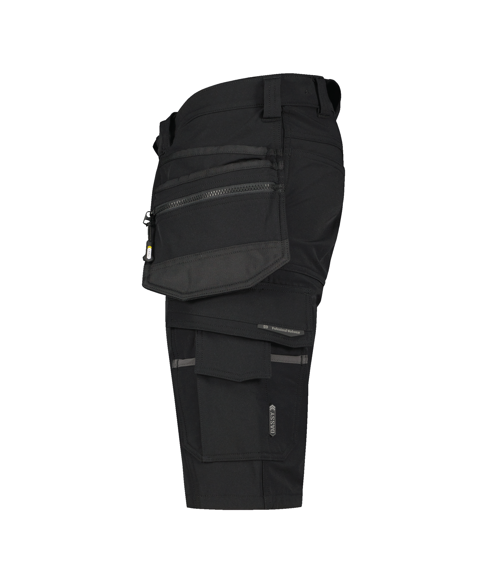 dassy aurax shorts with holster pockets and stretch black side 