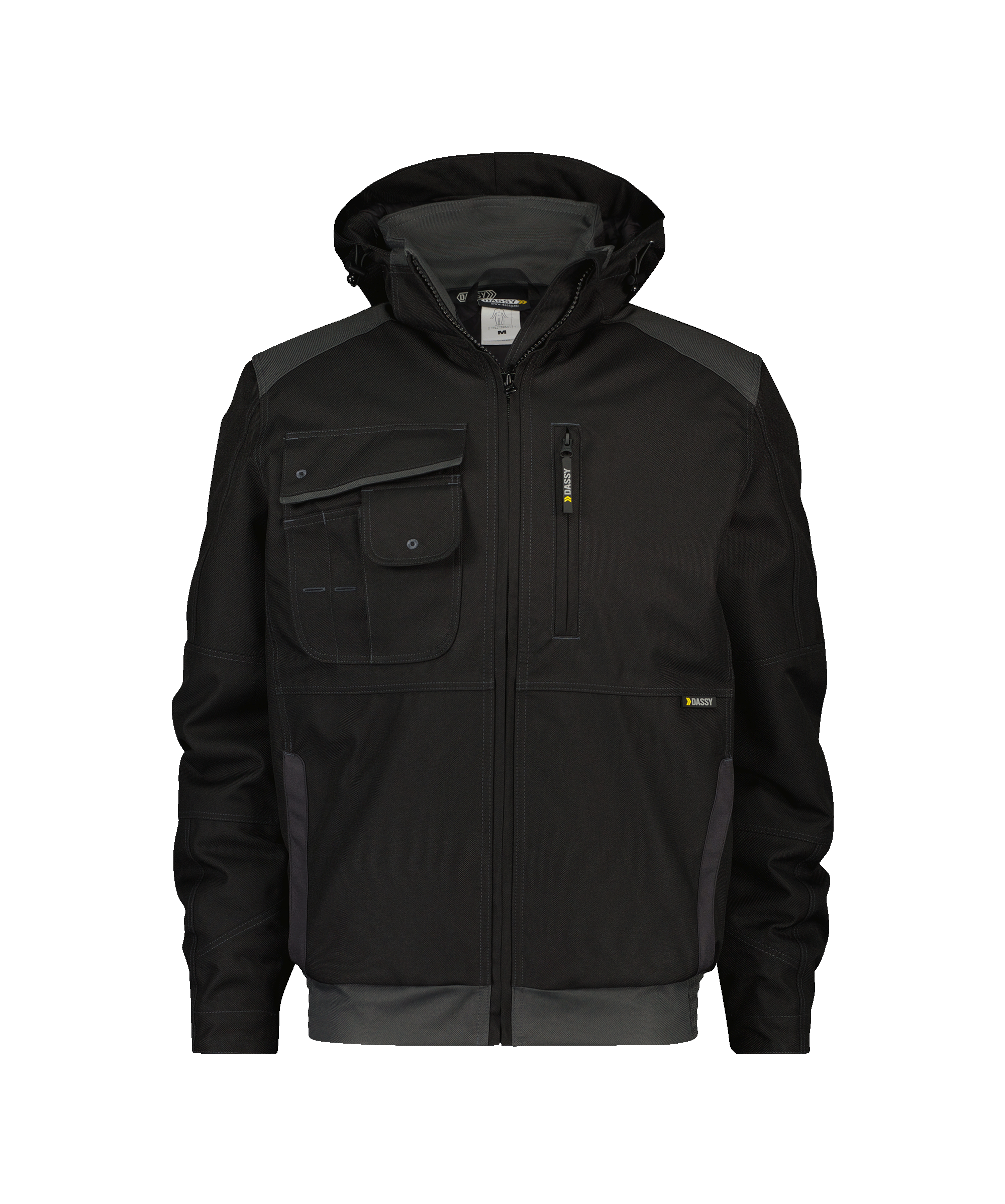 dassy austin canvas winter jacket black anthracite grey front 