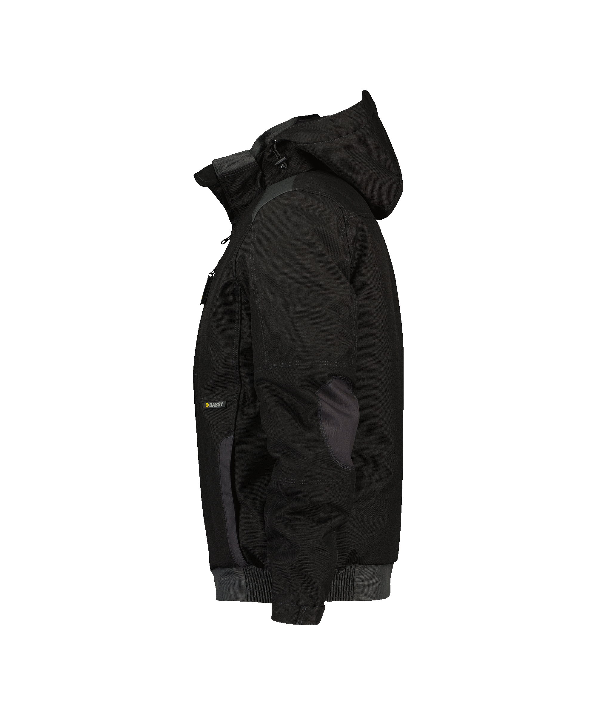 dassy austin canvas winter jacket black anthracite grey side 
