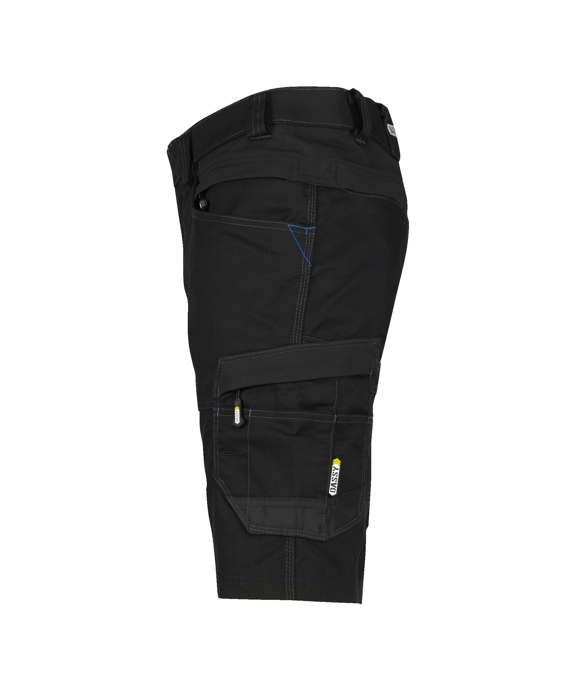 dassy axis work shorts with stretch black side 