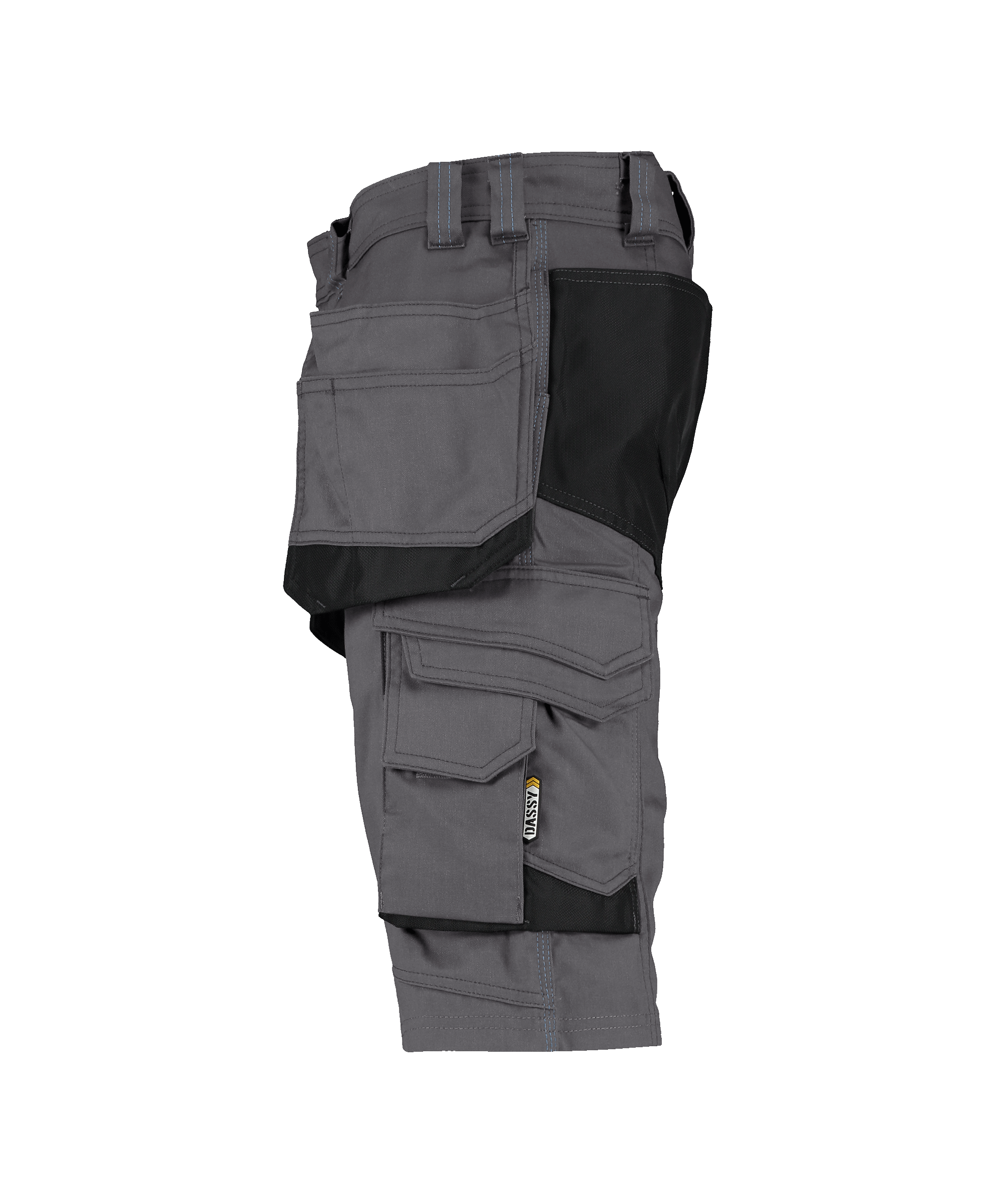 dassy bionic shorts with holster pockets anthracite grey black side 