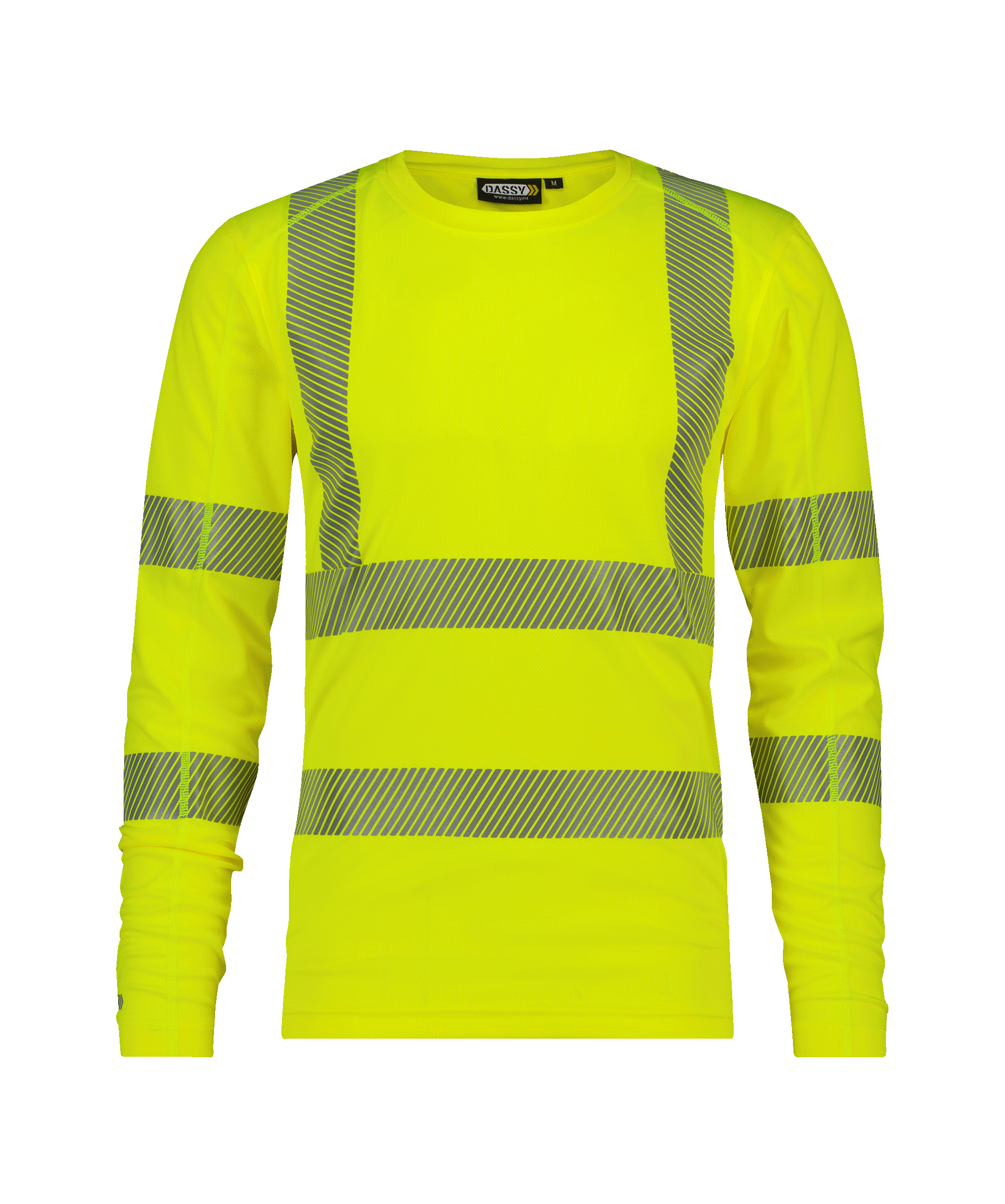 dassy carterville high visibility uv t shirt with long sleeves fluo yellow front 
