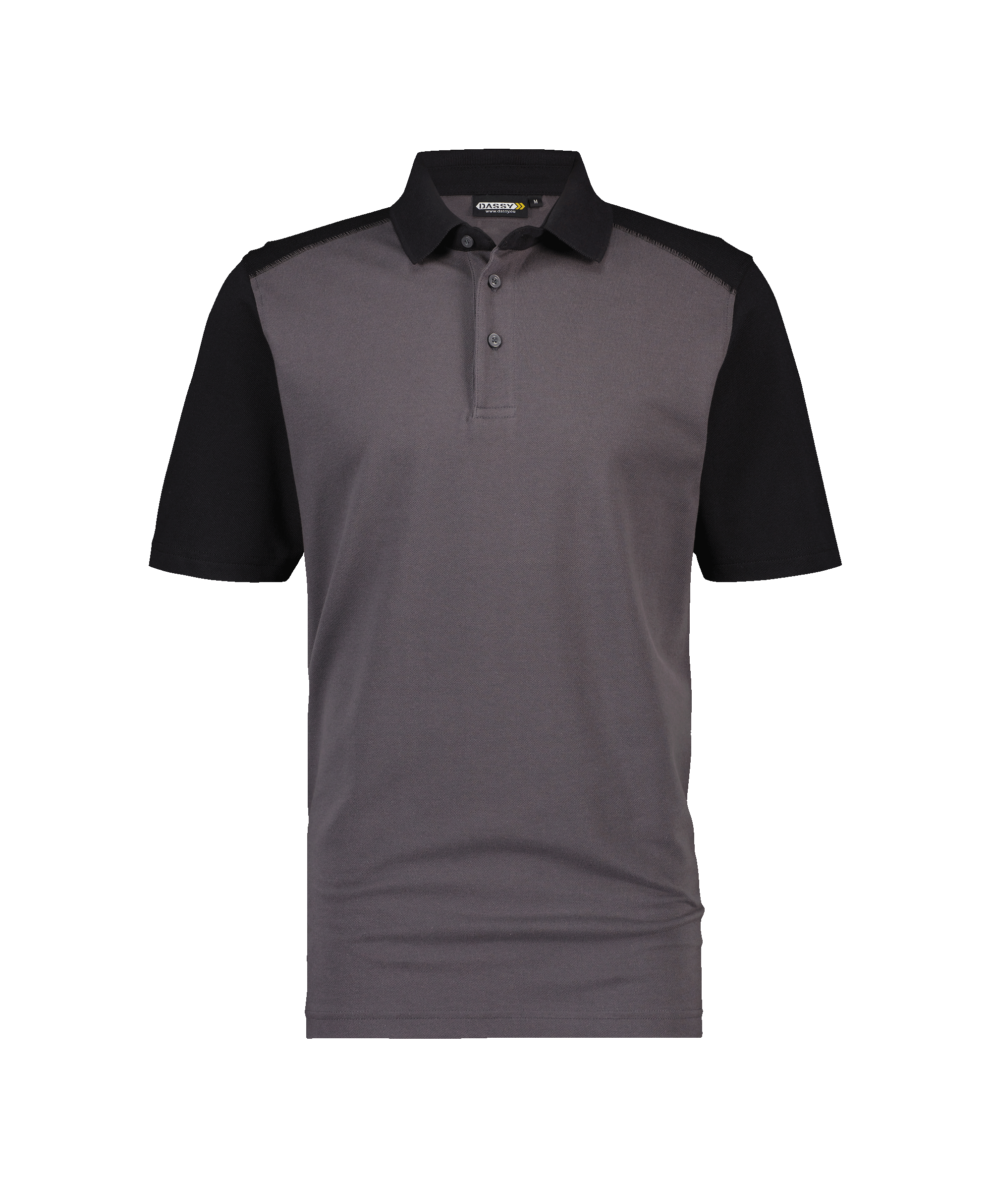 dassy cesar two tone polo shirt cement grey black front 