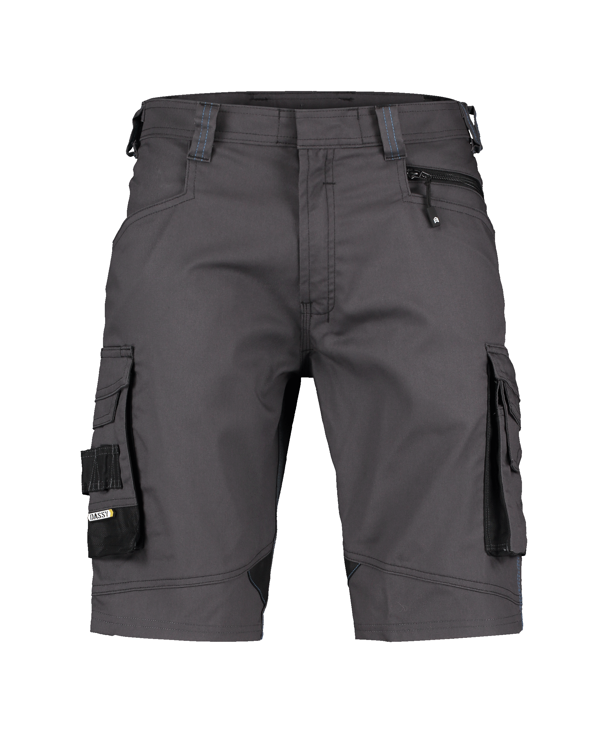 dassy cosmic work shorts anthracite grey black front 