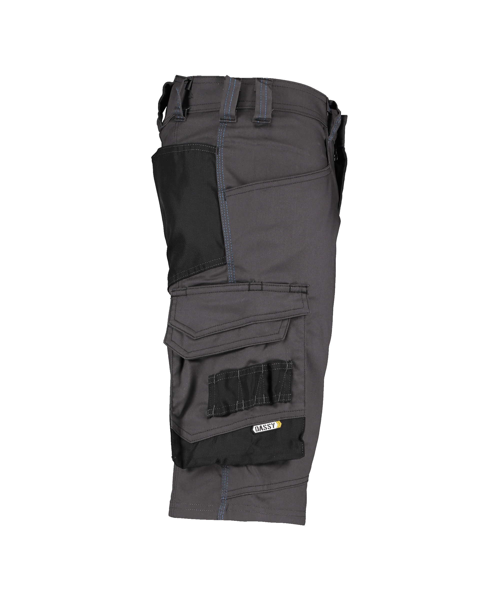 dassy cosmic work shorts anthracite grey black side 
