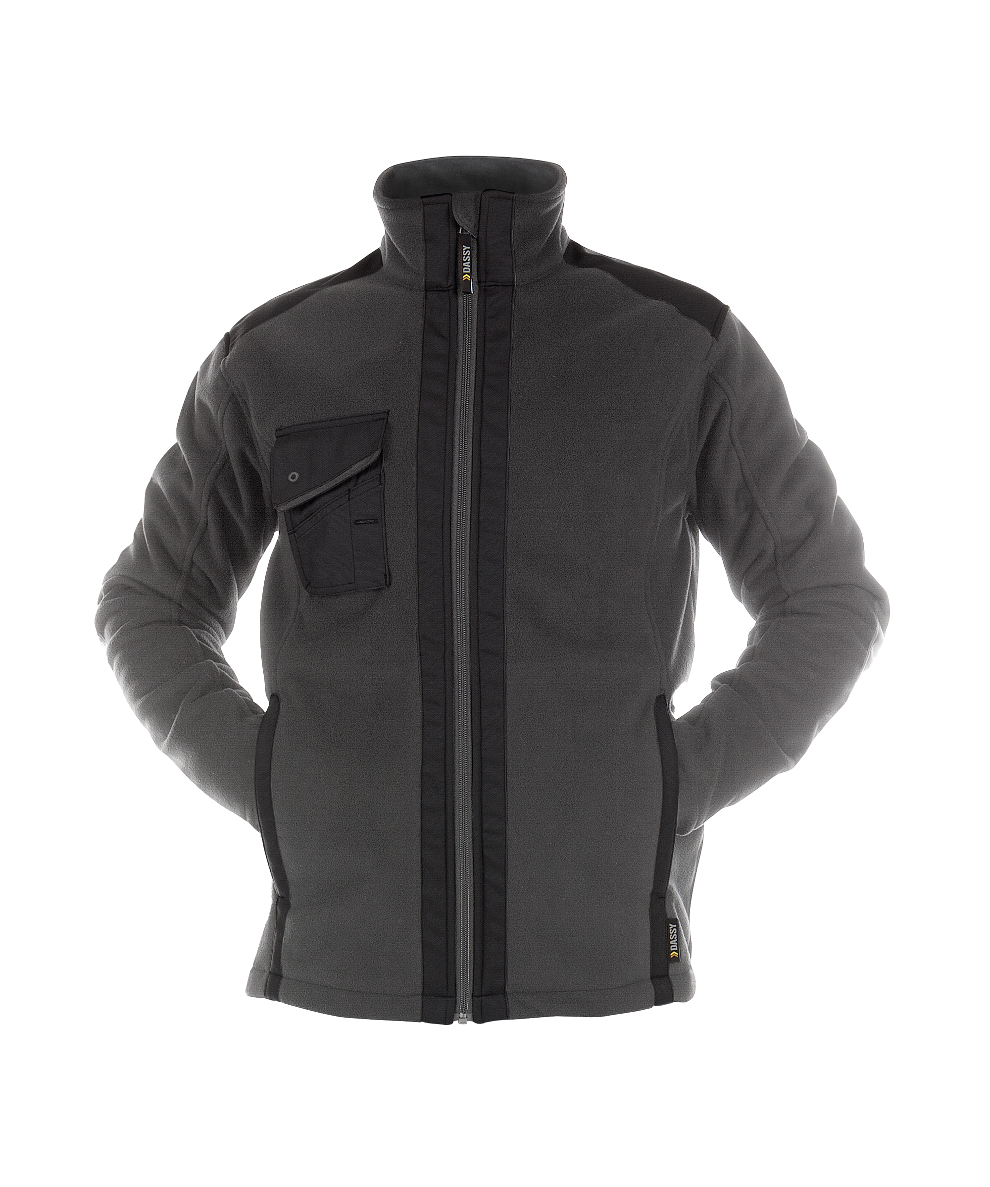 dassy croft three layered fleece jacket anthracite grey black front 