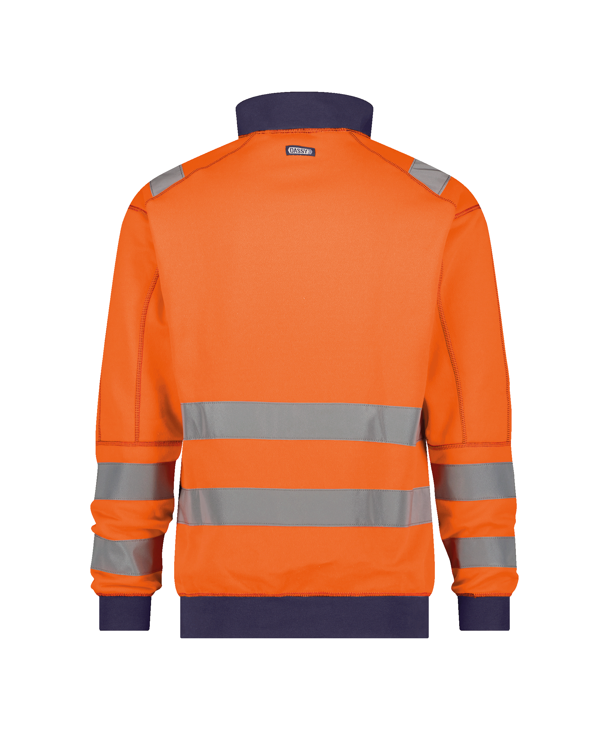 dassy denver high visibility sweatshirt fluo orange navy back 