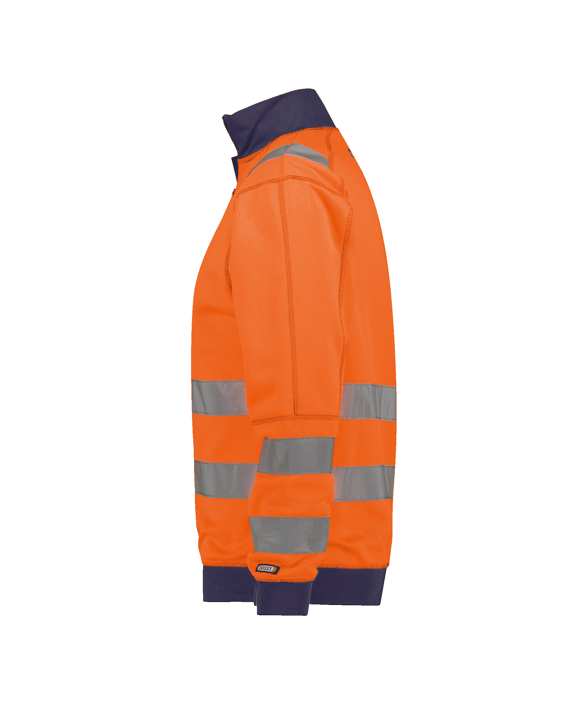 dassy denver high visibility sweatshirt fluo orange navy side 