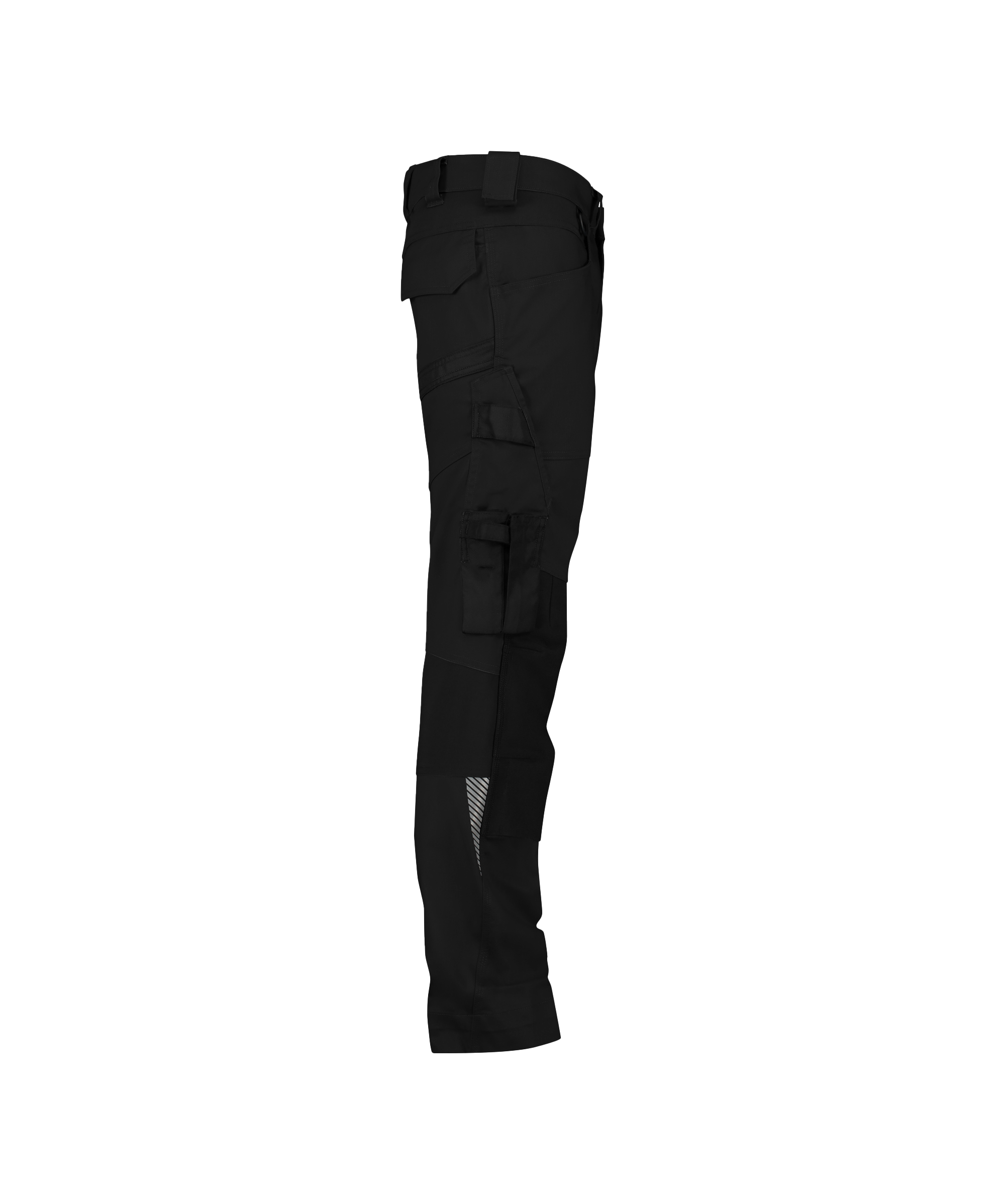 dassy dynax next work trousers with stretch and knee pockets black side 