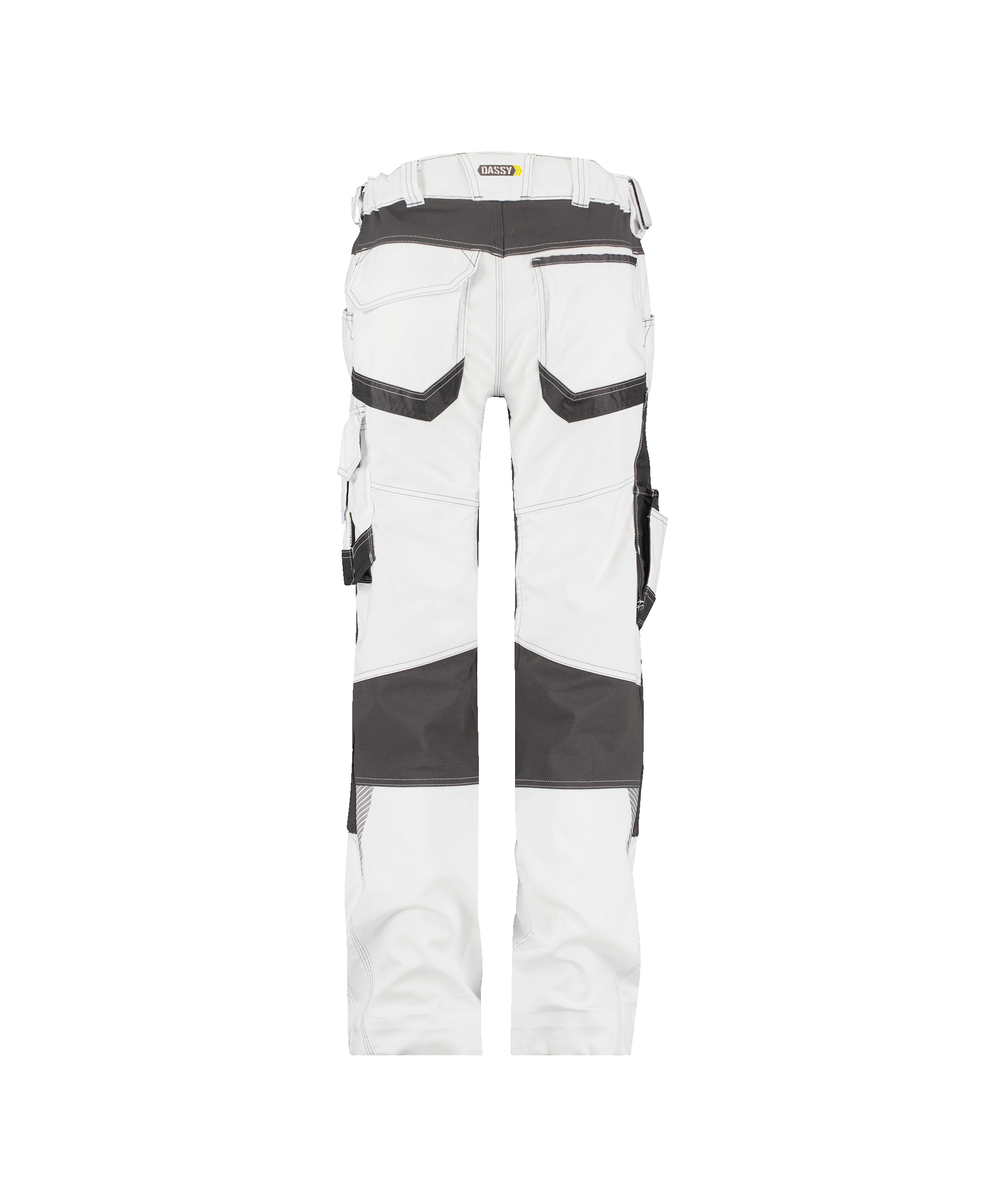 dassy dynax painters women painter trousers with stretch and knee pockets for women white anthracite grey back 