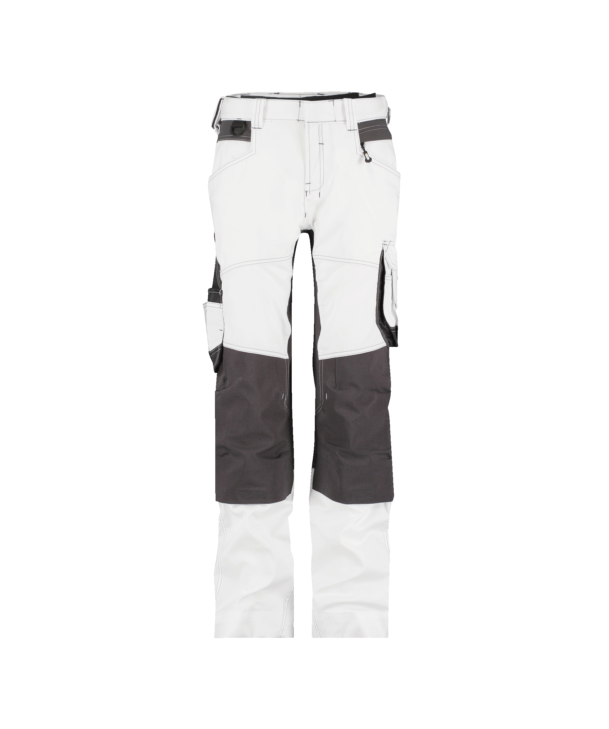 dassy dynax painters women painter trousers with stretch and knee pockets for women white anthracite grey front 