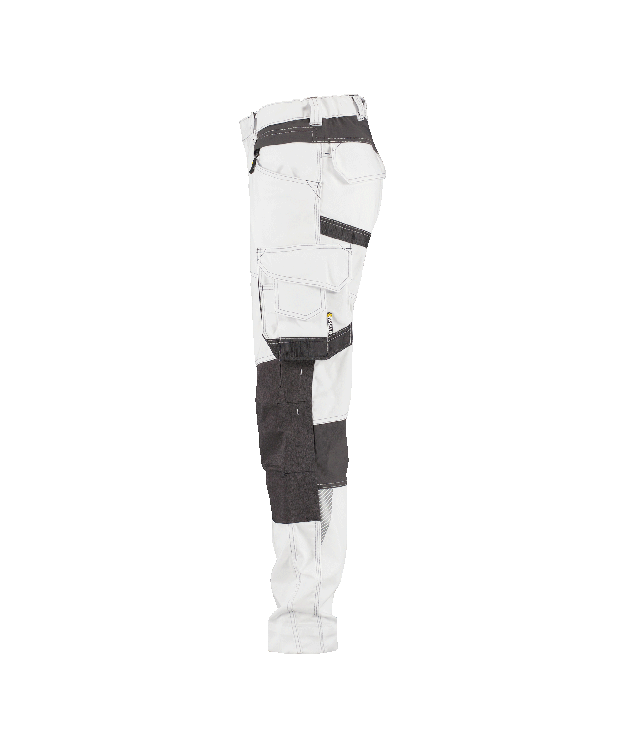 dassy dynax painters women painter trousers with stretch and knee pockets for women white anthracite grey side 