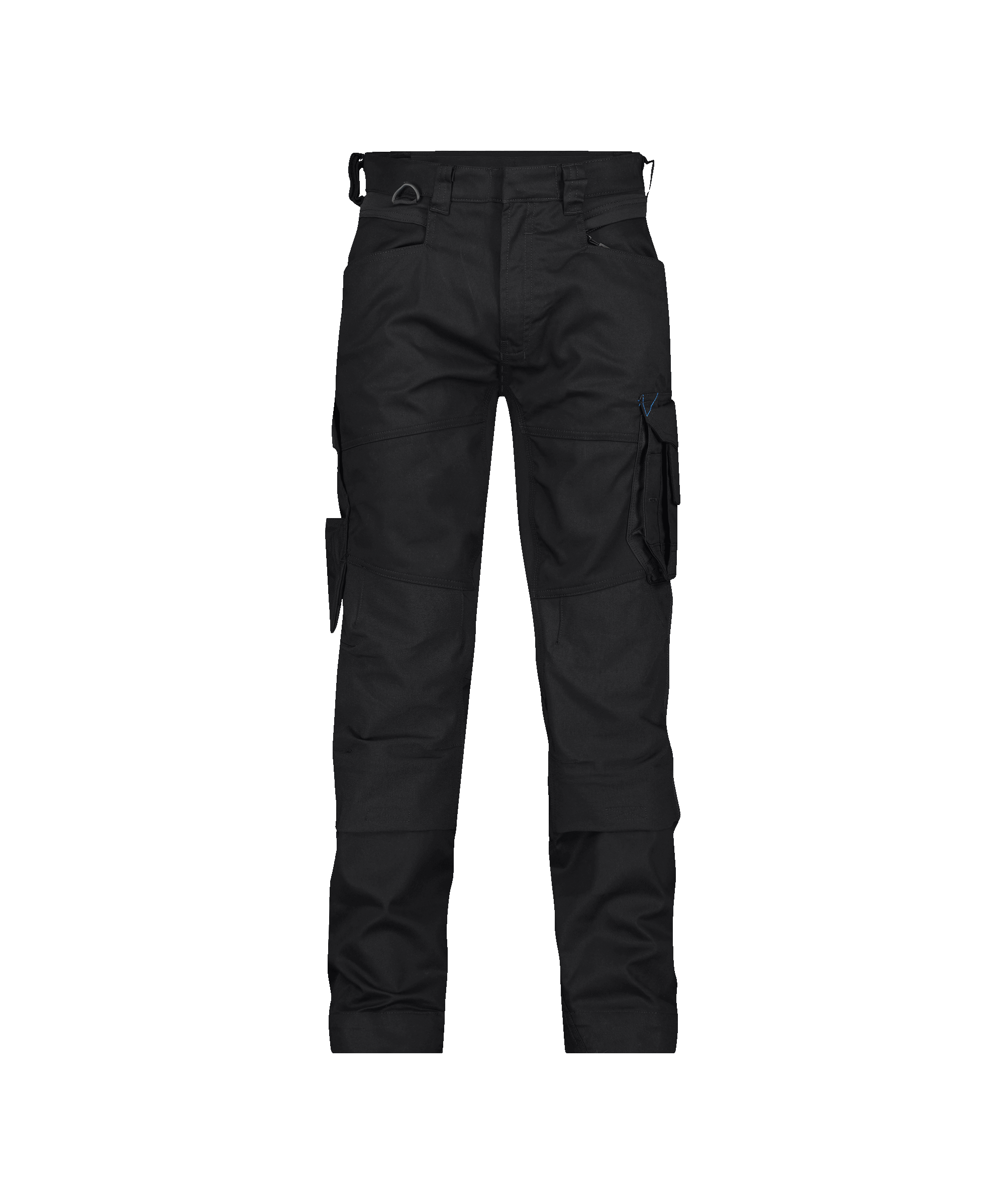 dassy dynax work trousers with stretch and knee pockets black front 