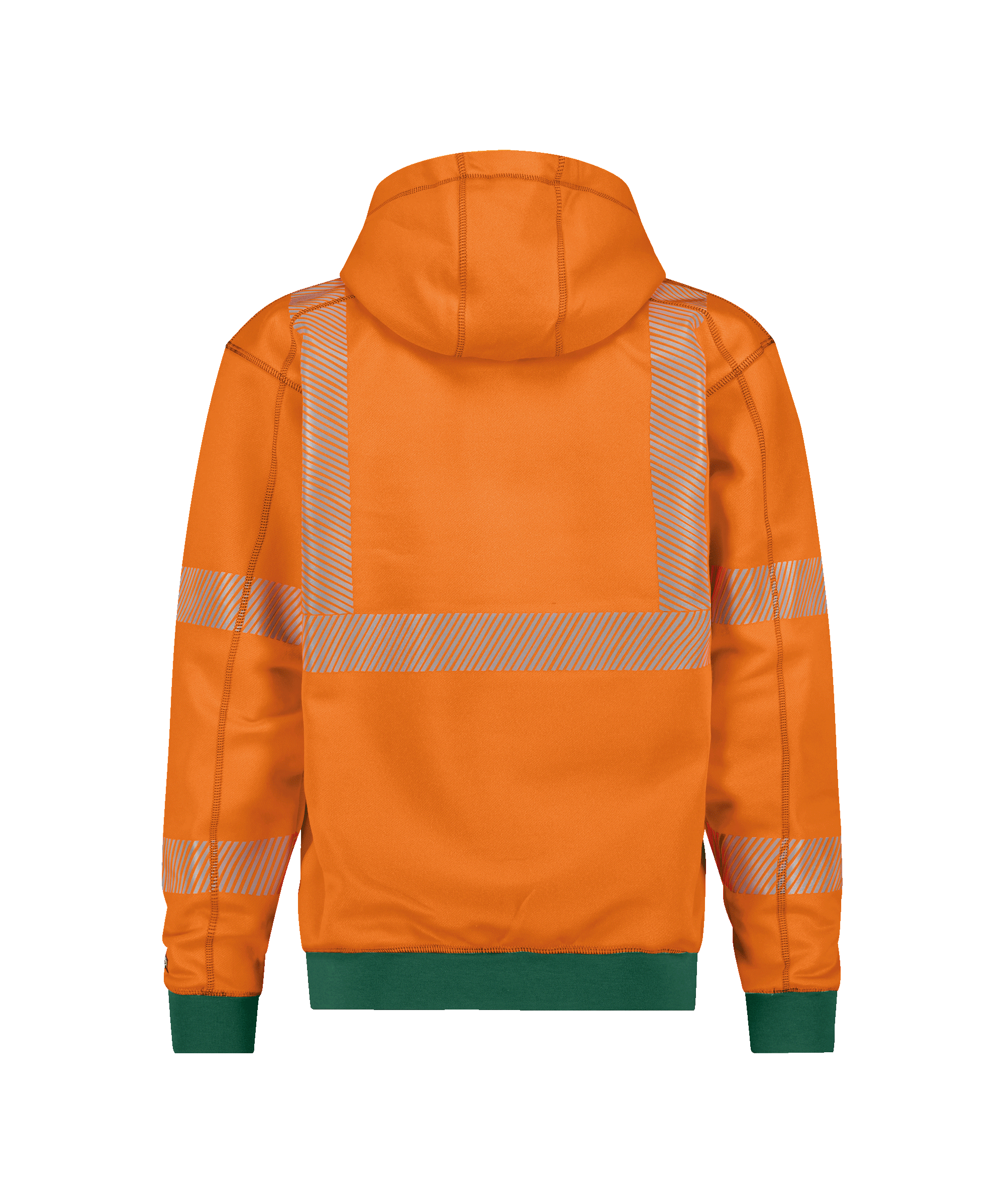 dassy evans hooded high visibility sweatshirt fluo orange bottle green back 