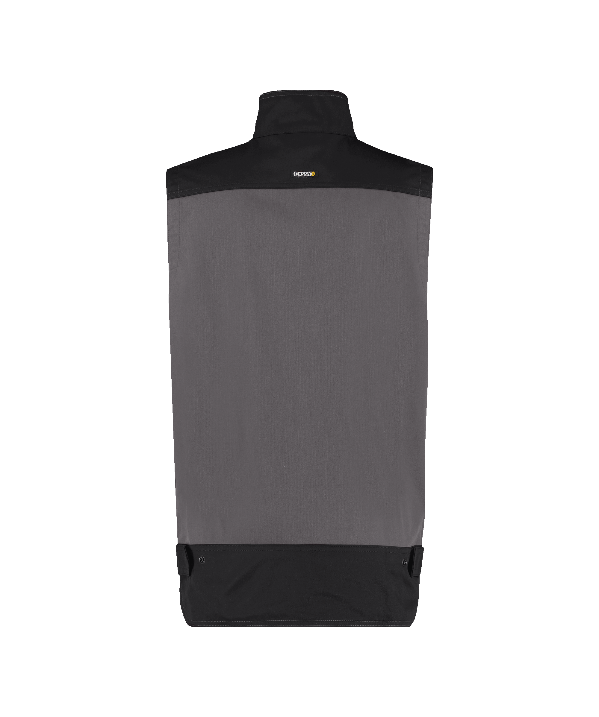 dassy faro two tone sleeveless work jacket cement grey black back 