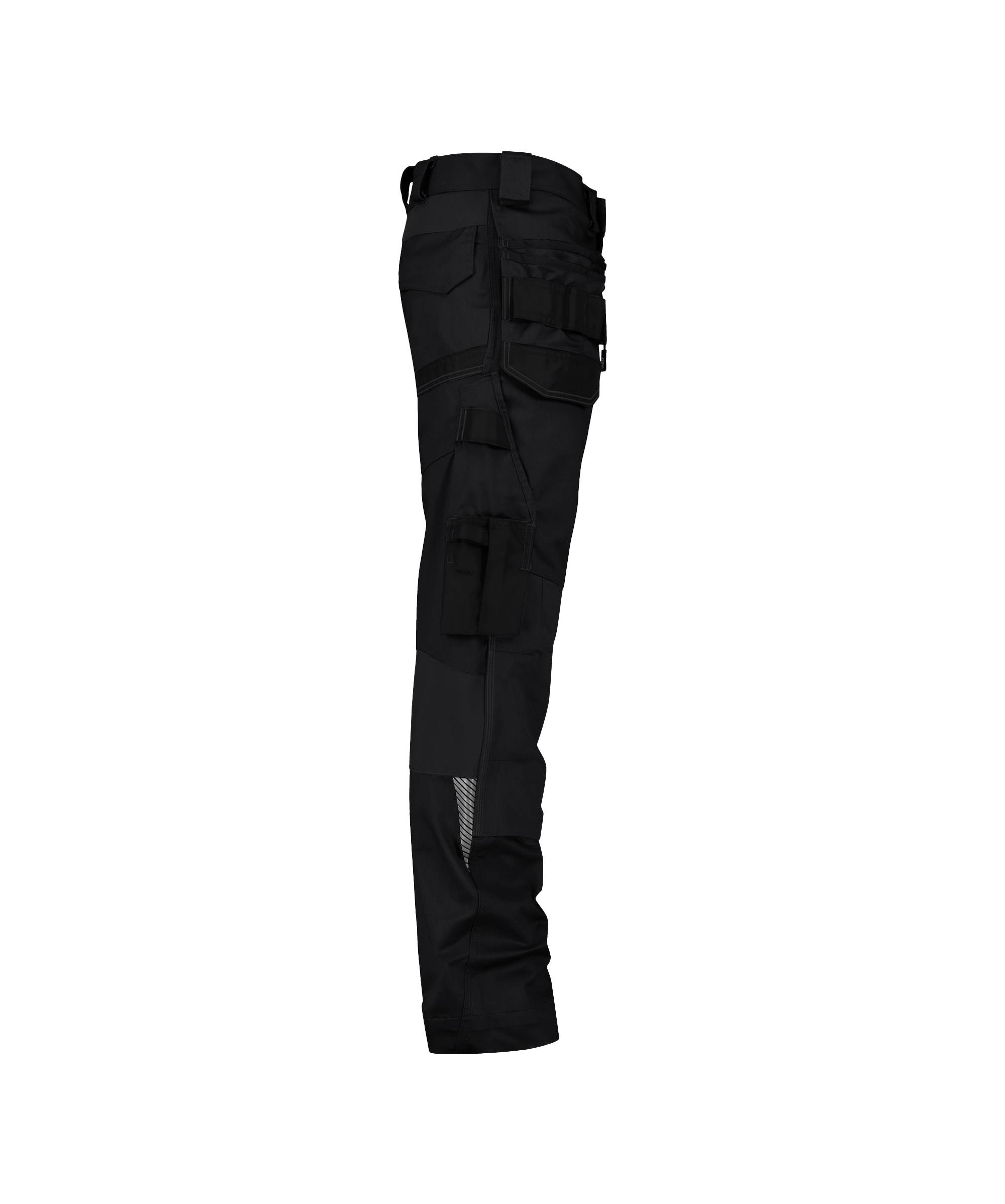 dassy flux next trousers with stretch holster and knee pockets black side 