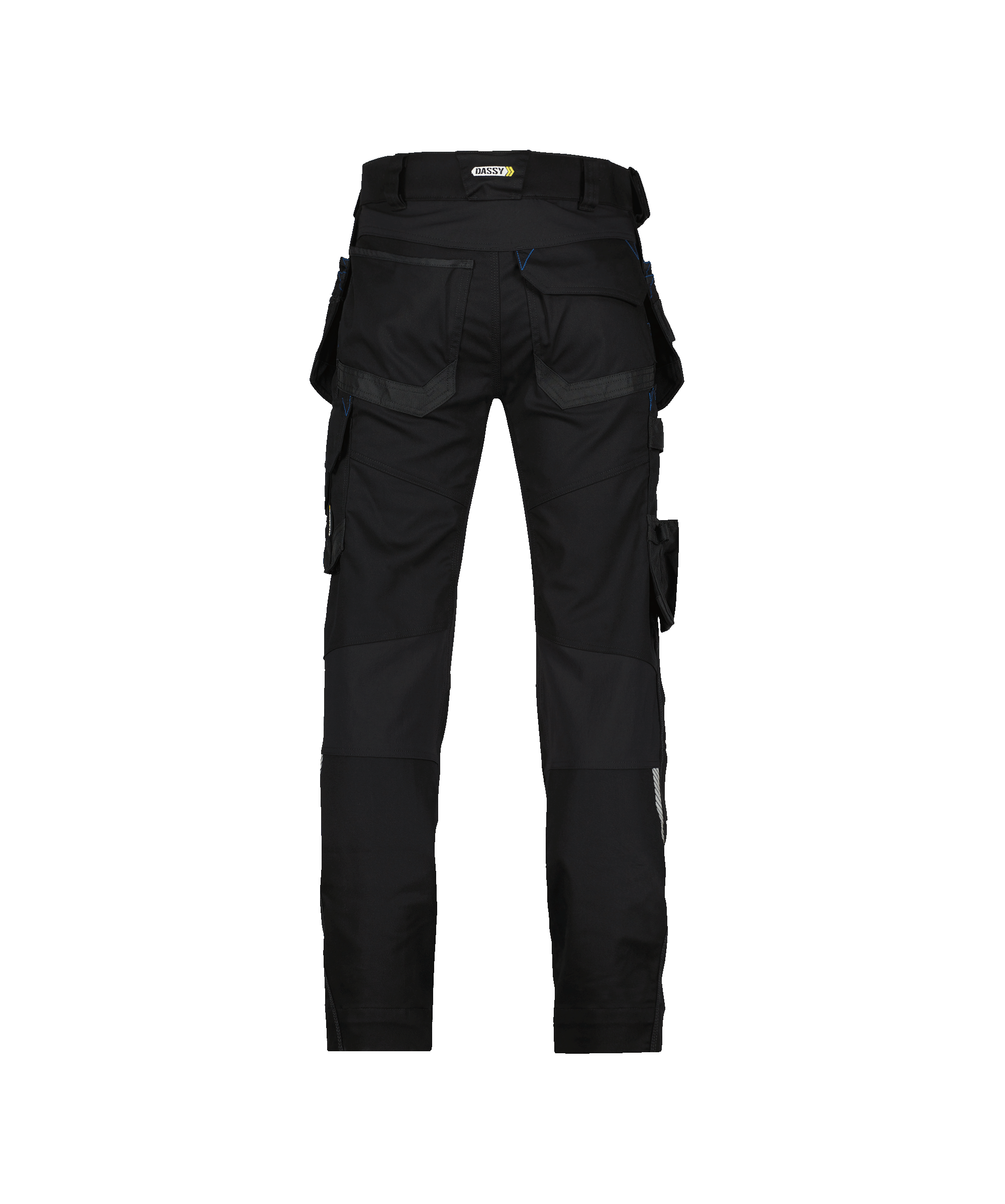 dassy flux trousers with stretch holster and knee pockets black back 