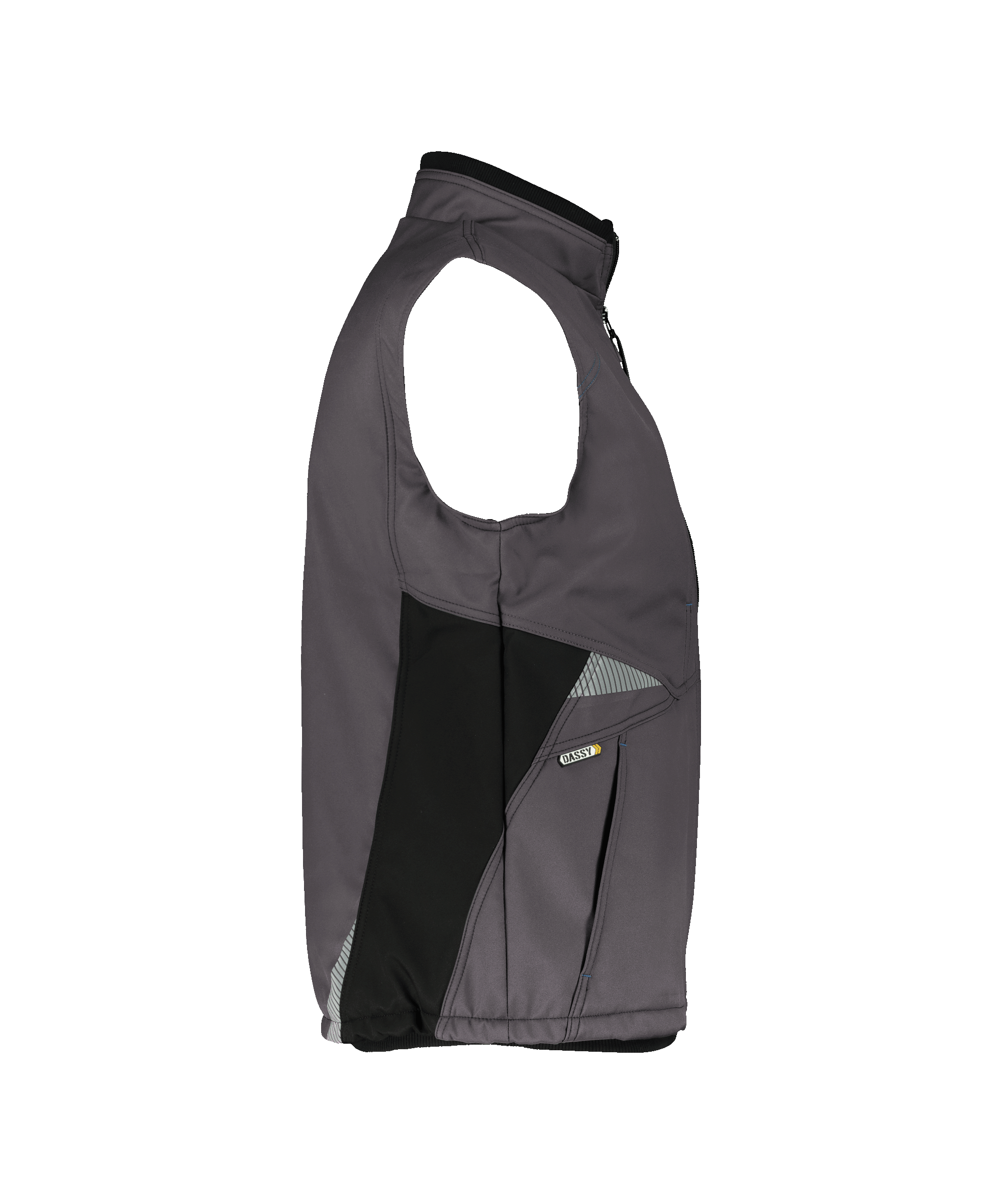 dassy fusion softshell body warmer anthracite grey black side 