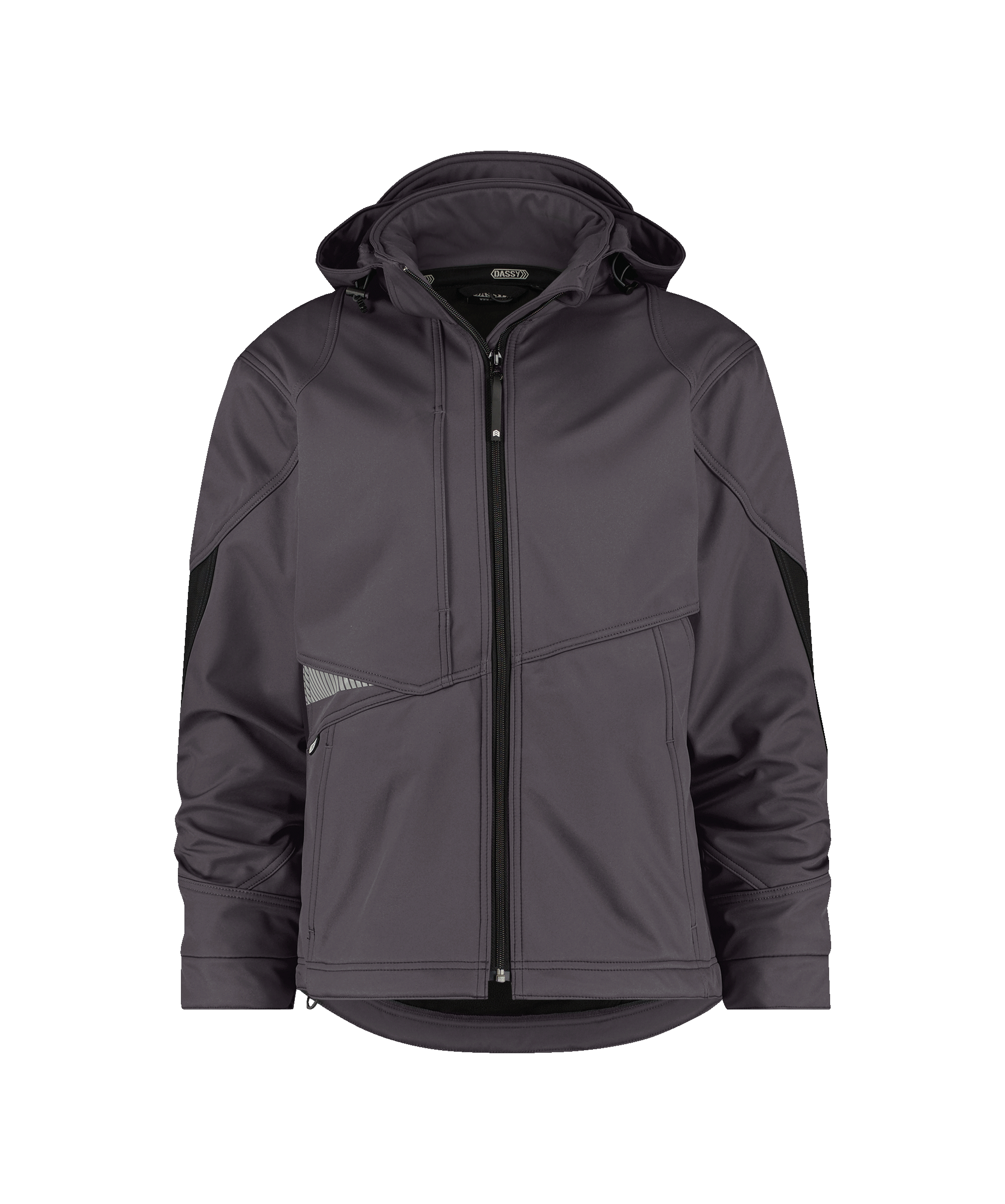 dassy gravity softshell jacket anthracite grey black front 