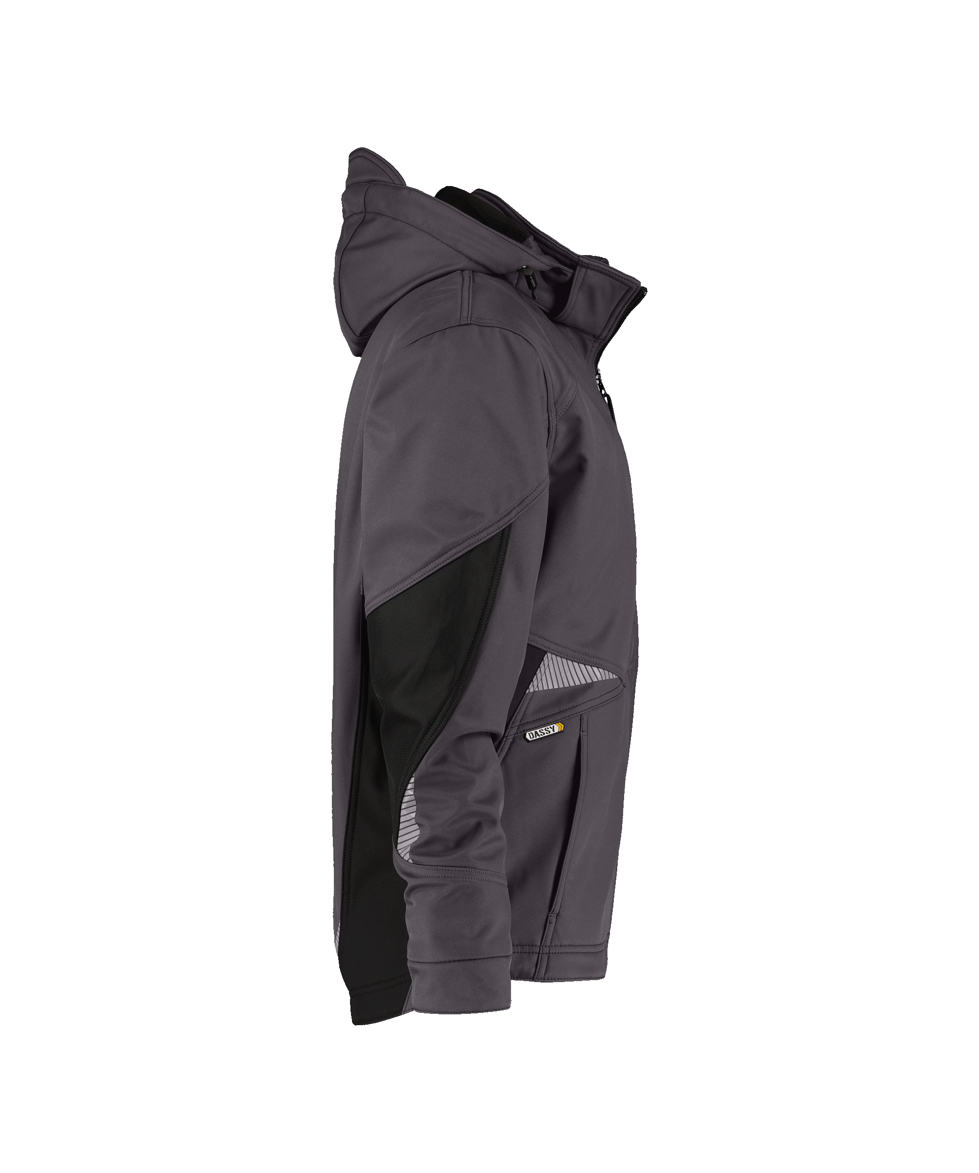 dassy gravity softshell jacket anthracite grey black side 
