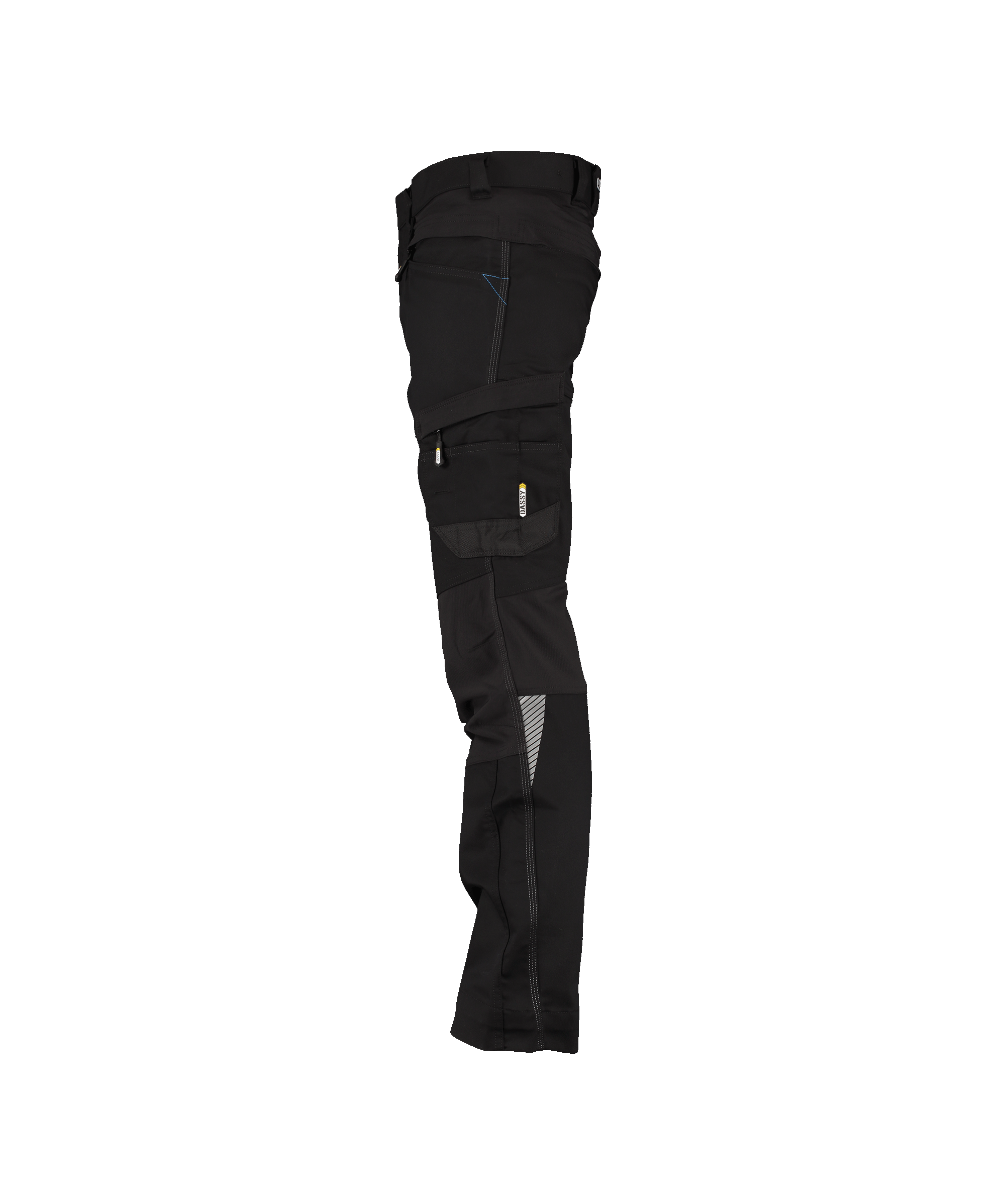 dassy helix work trousers with stretch black side 