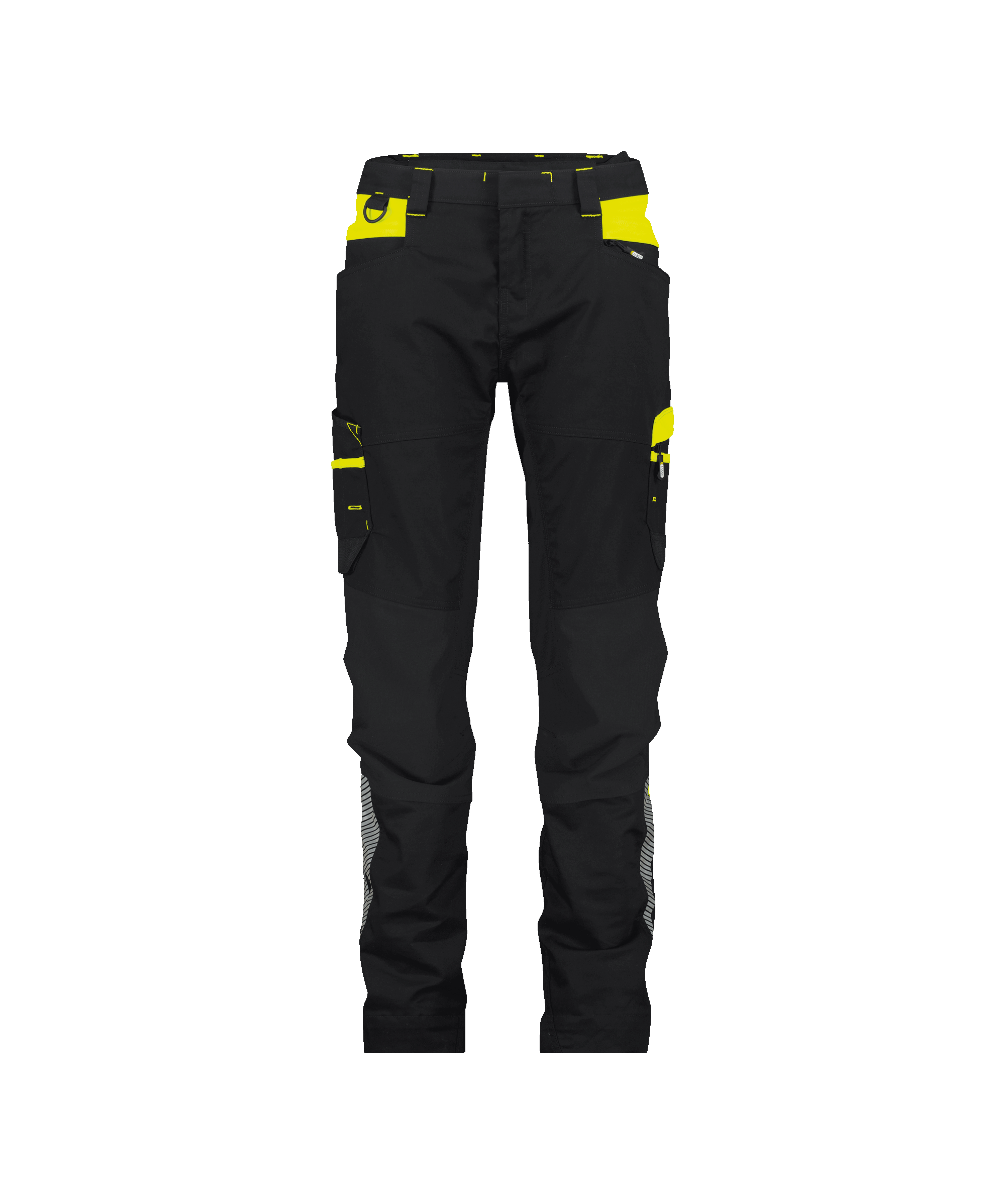 dassy hong kong women work trousers with stretch for women black fluo yellow front 