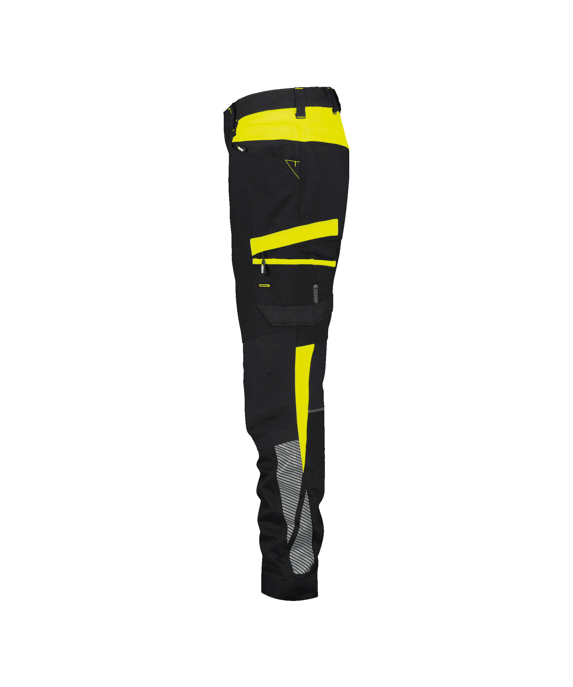 dassy hong kong women work trousers with stretch for women black fluo yellow side 