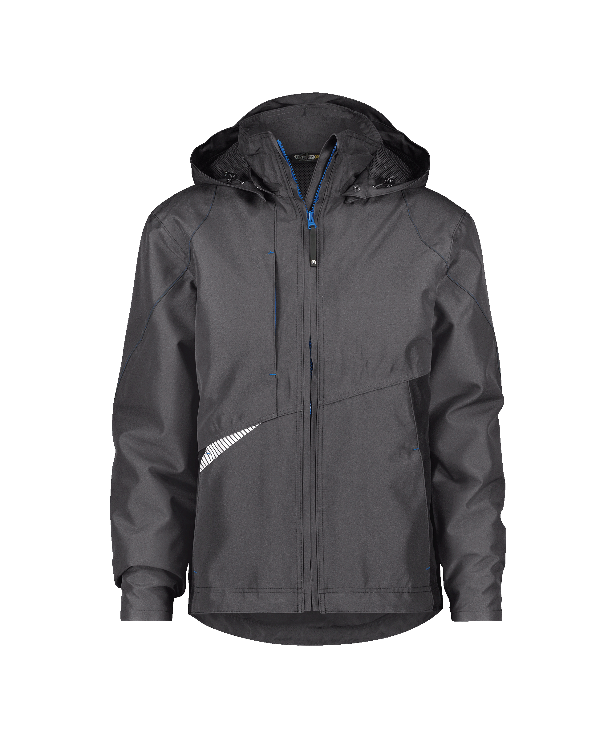 dassy hyper wind and waterproof work jacket anthracite grey black front 