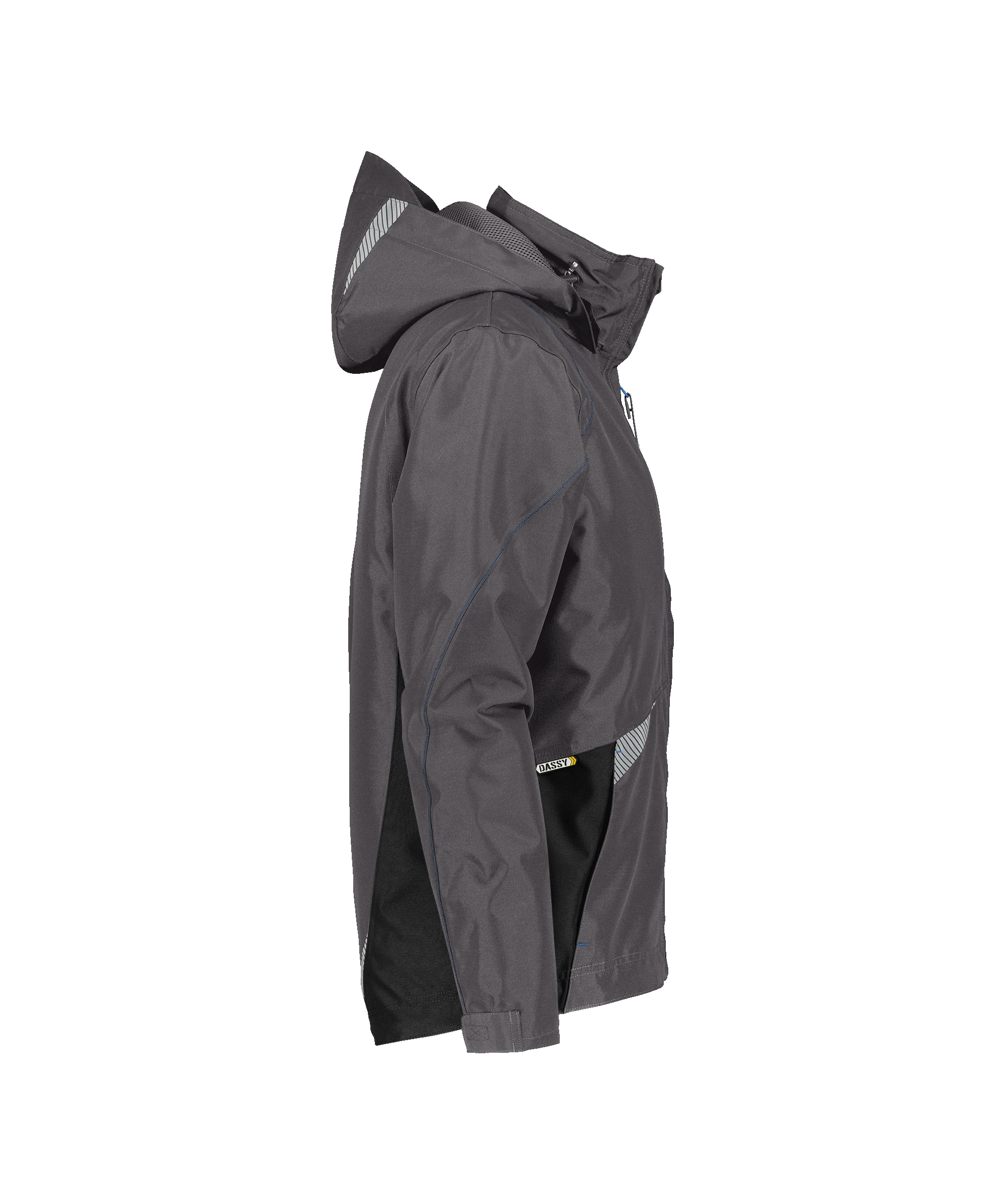dassy hyper wind and waterproof work jacket anthracite grey black side 