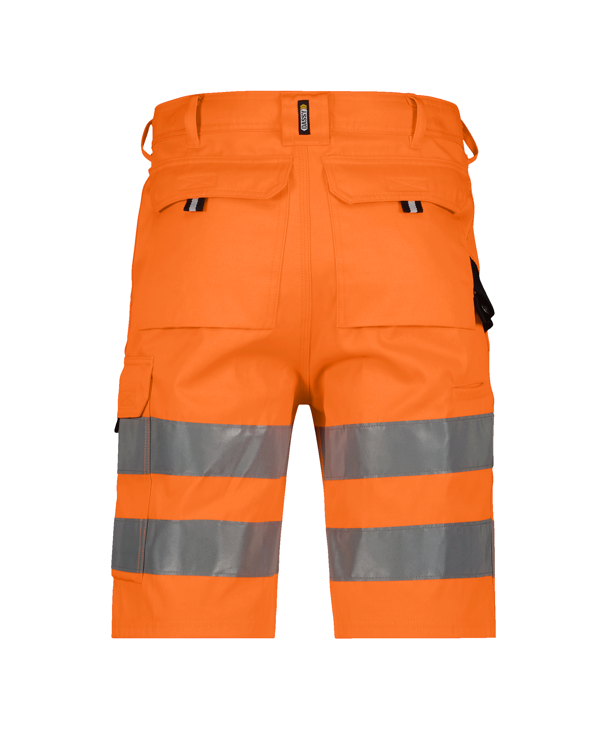 dassy idaho high visibility work shorts fluo orange back 