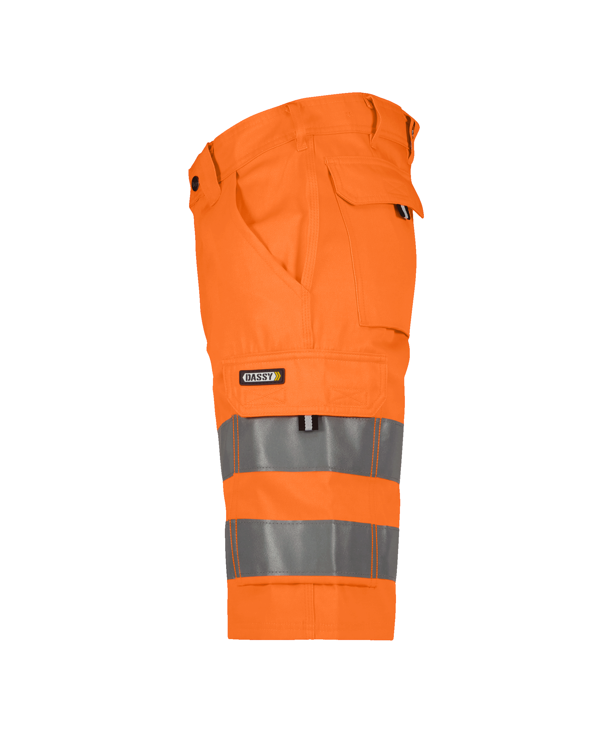 dassy idaho high visibility work shorts fluo orange side 