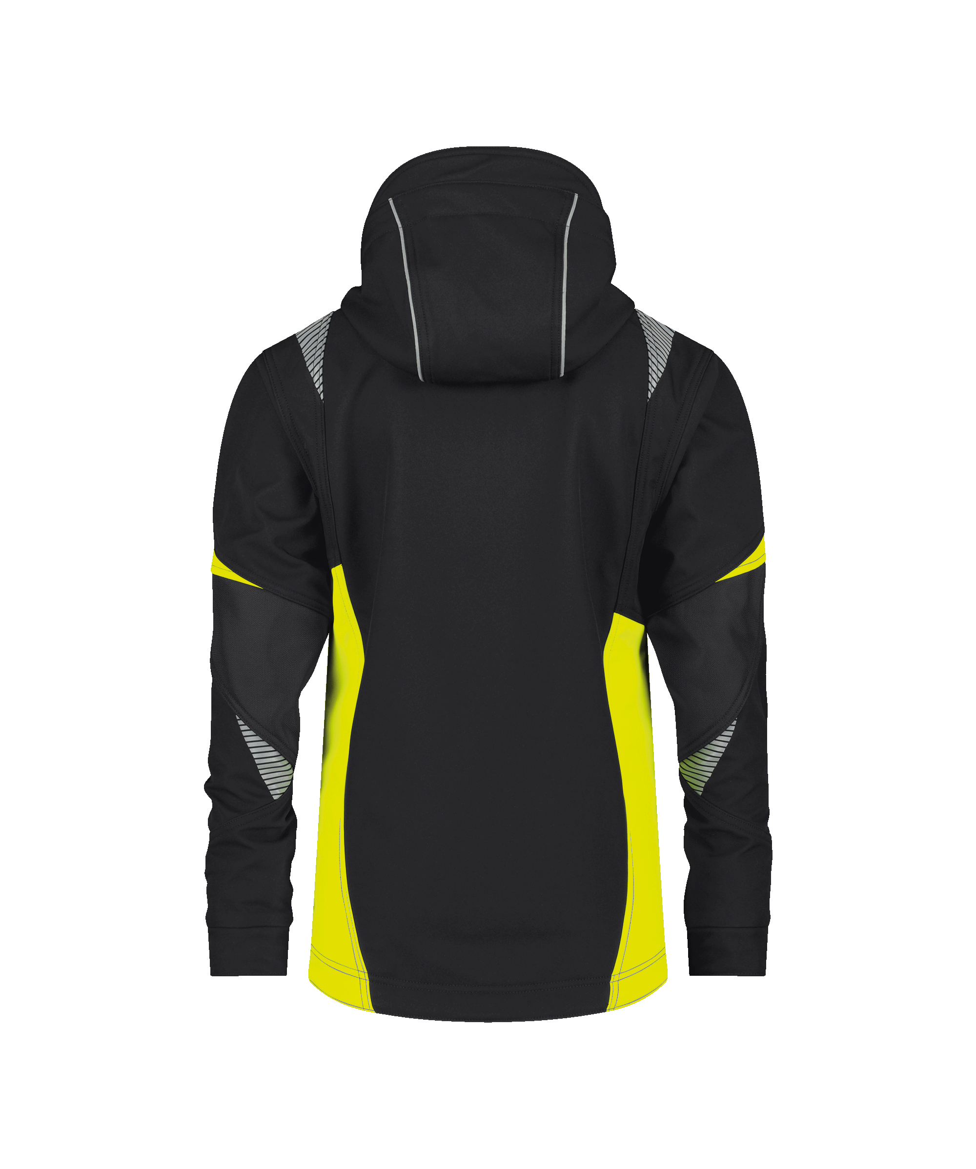 dassy kalama women softshell jacket for women black fluo yellow back 