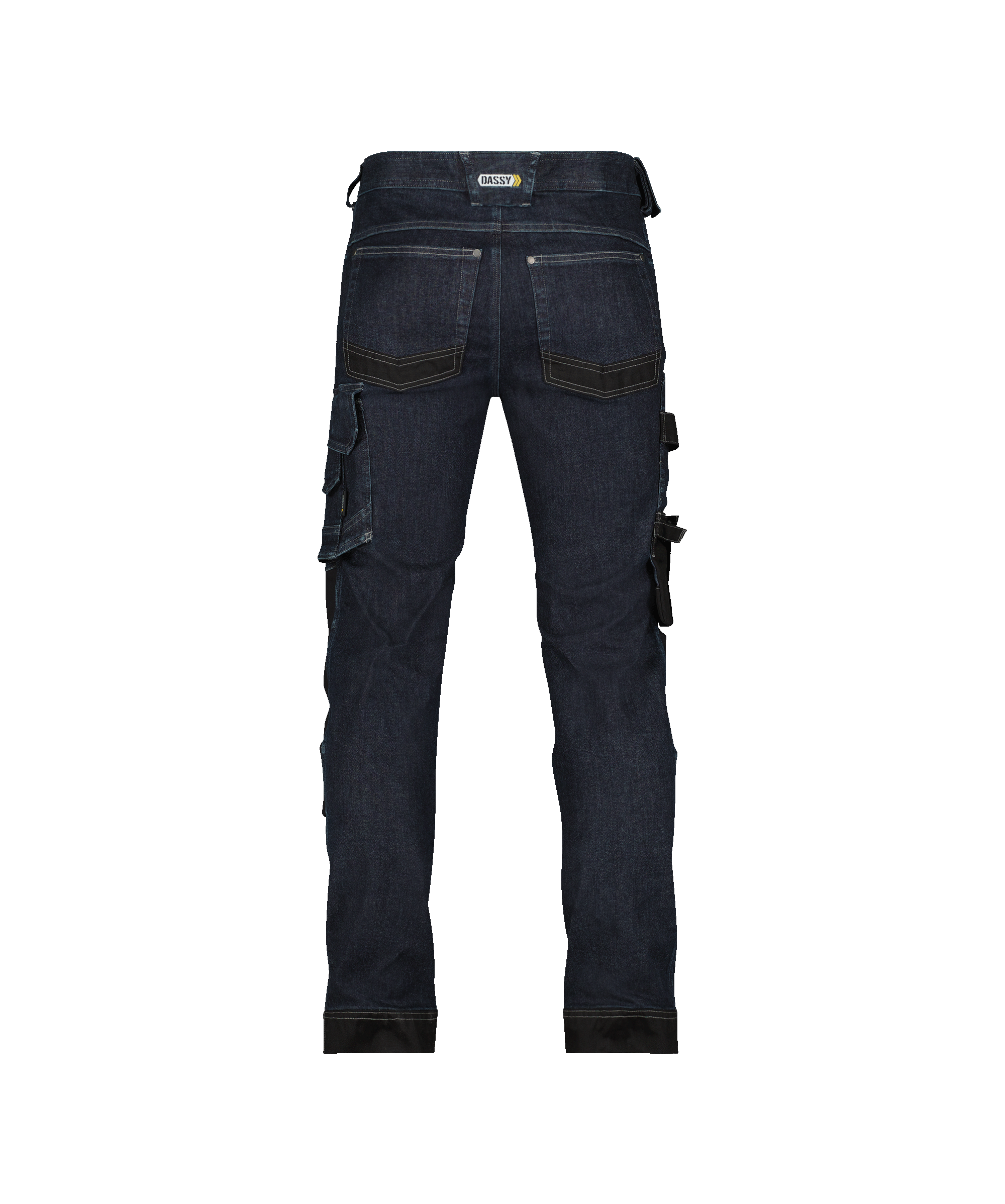 dassy kyoto stretch jeans with knee pockets jeans blue black back 