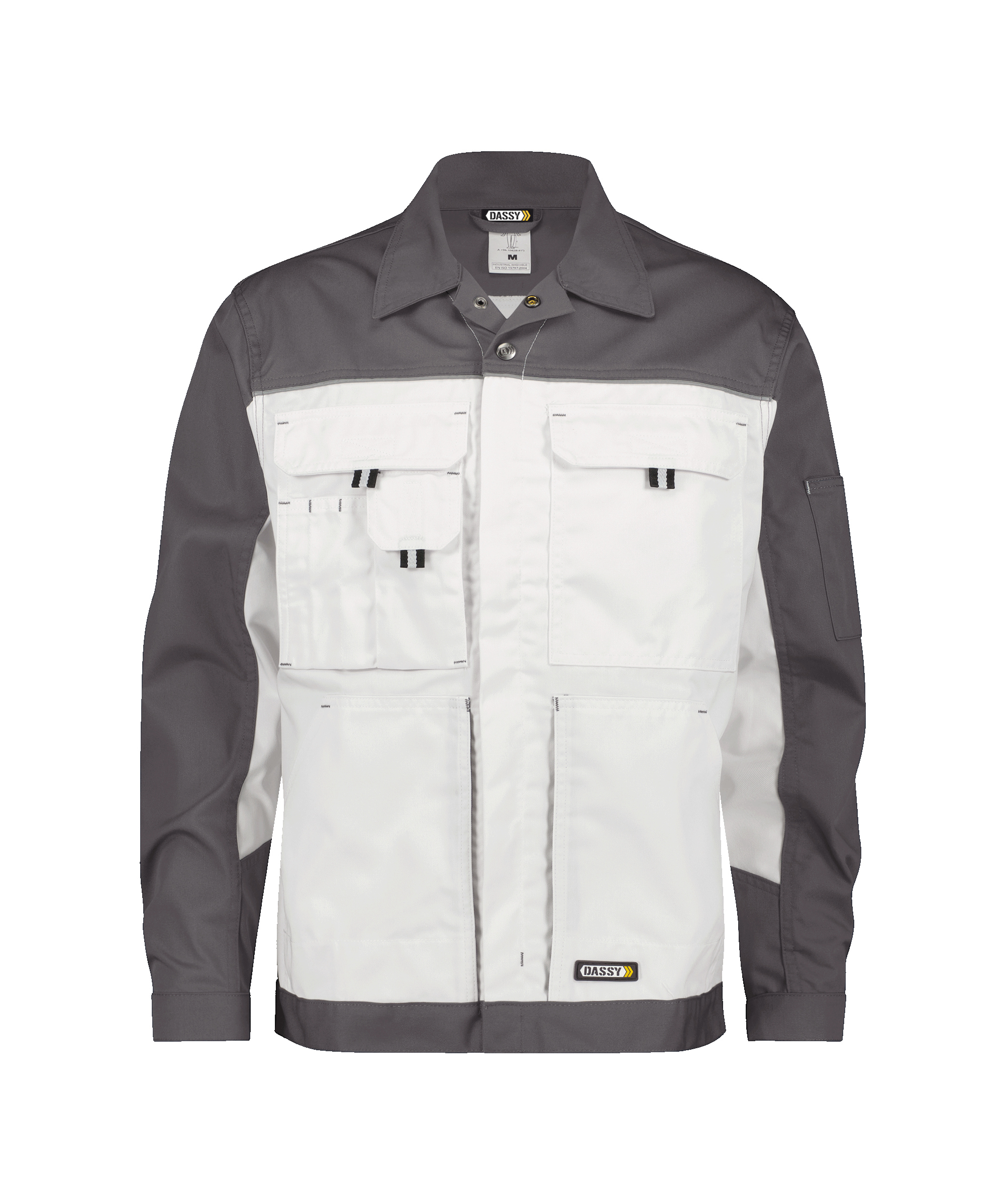 dassy lugano two tone work jacket white cement grey front 