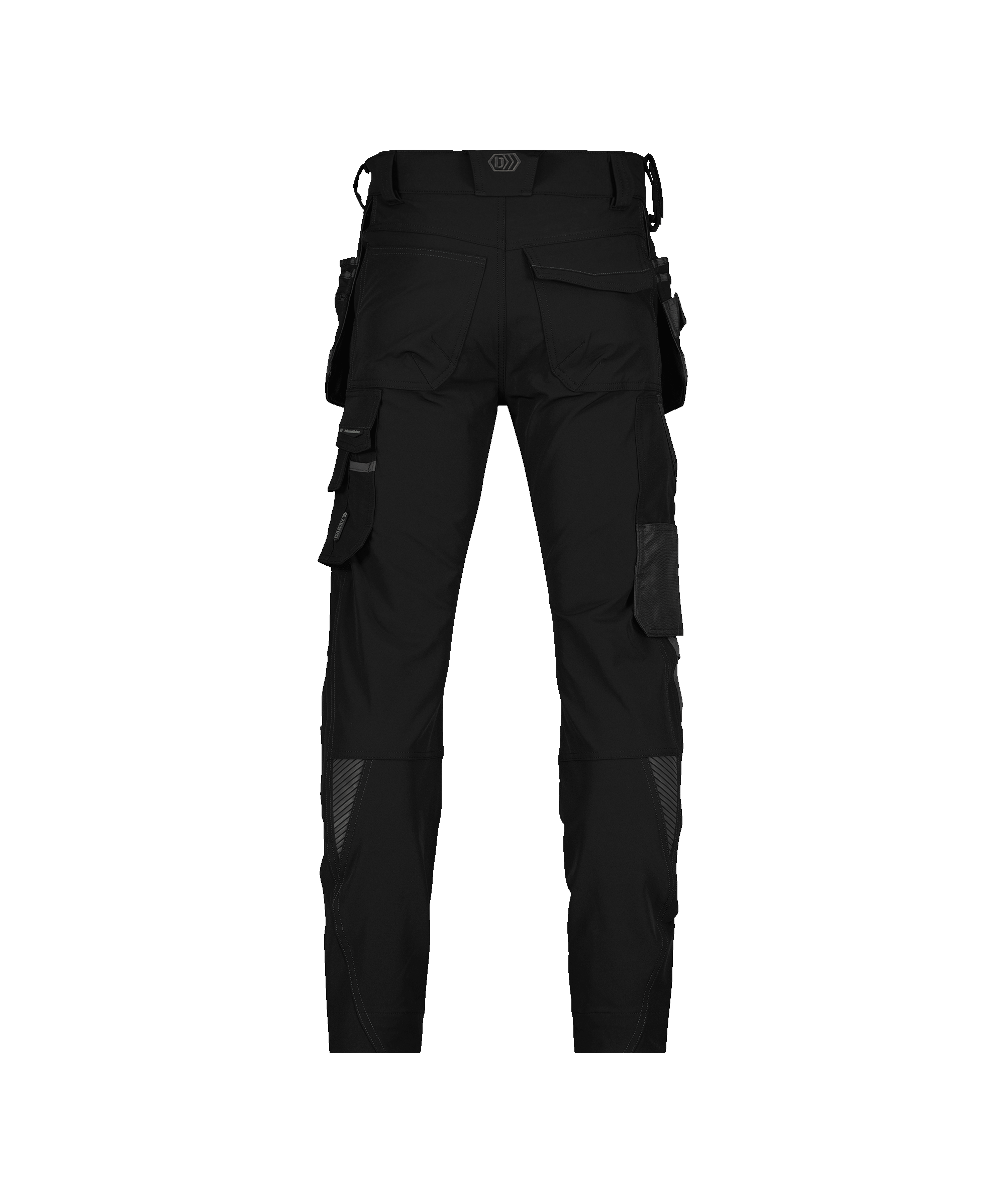 dassy matrix stretch work trousers with holster pockets and knee pockets black anthracite grey back 