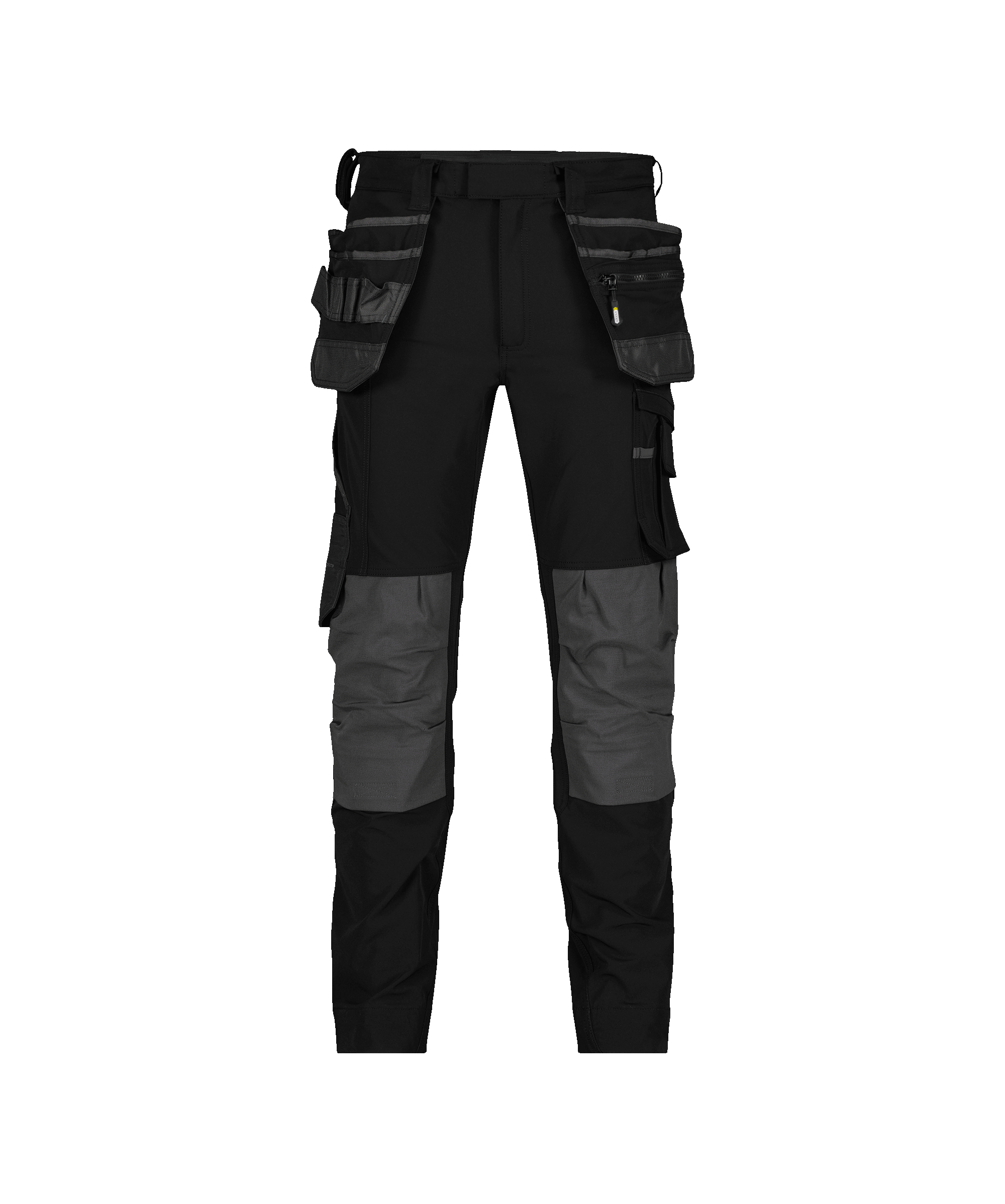 dassy matrix stretch work trousers with holster pockets and knee pockets black anthracite grey front 