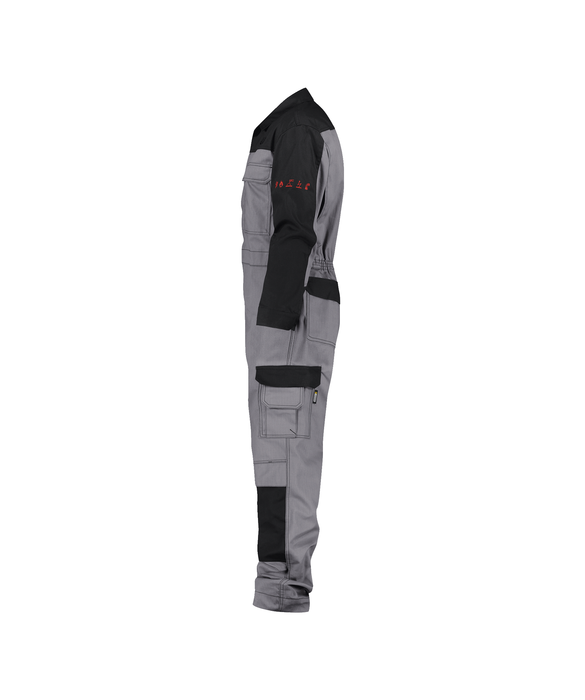 dassy niort multinorm overall with knee pockets graphite grey black side 