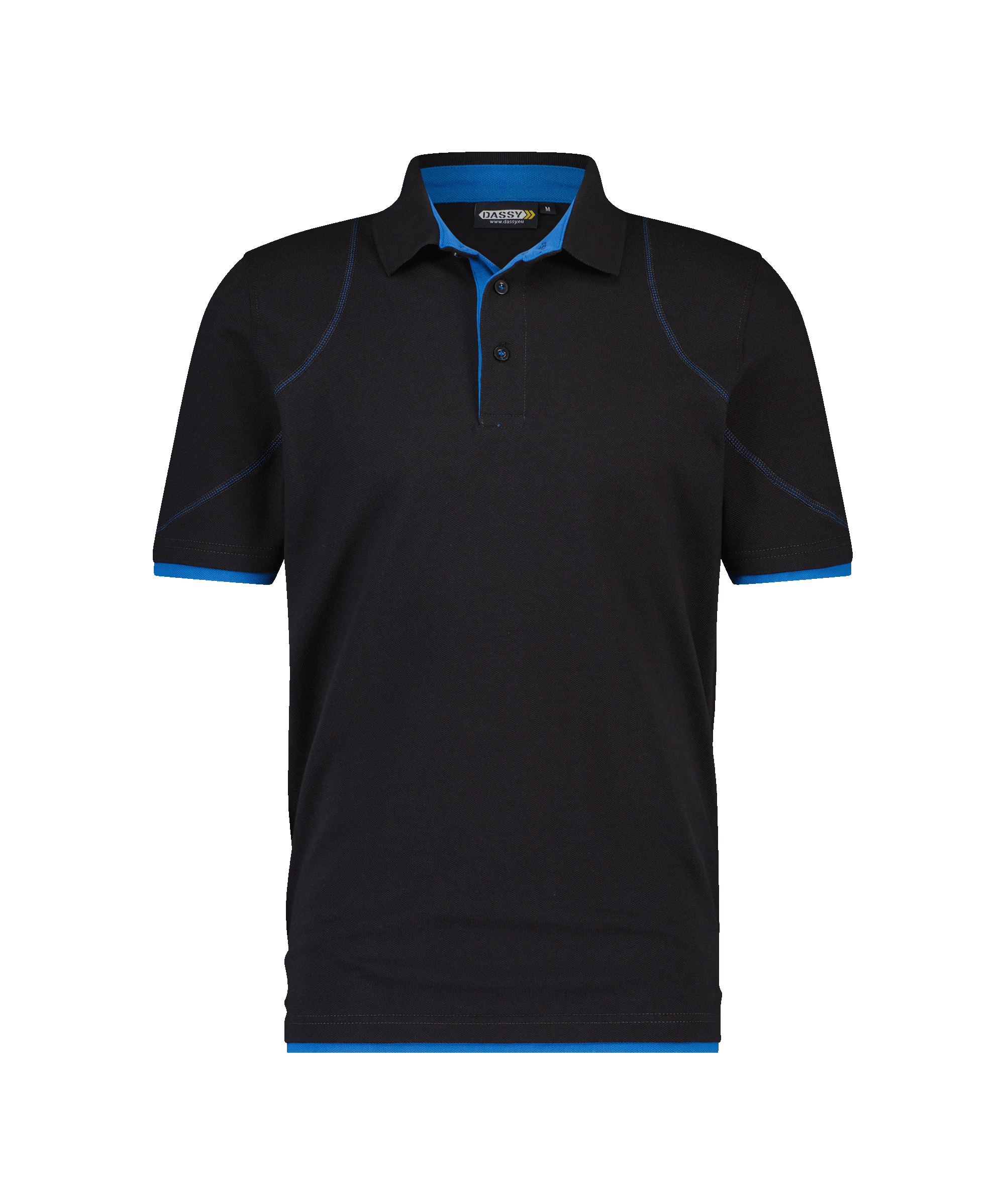 dassy orbital polo shirt black azure blue front 