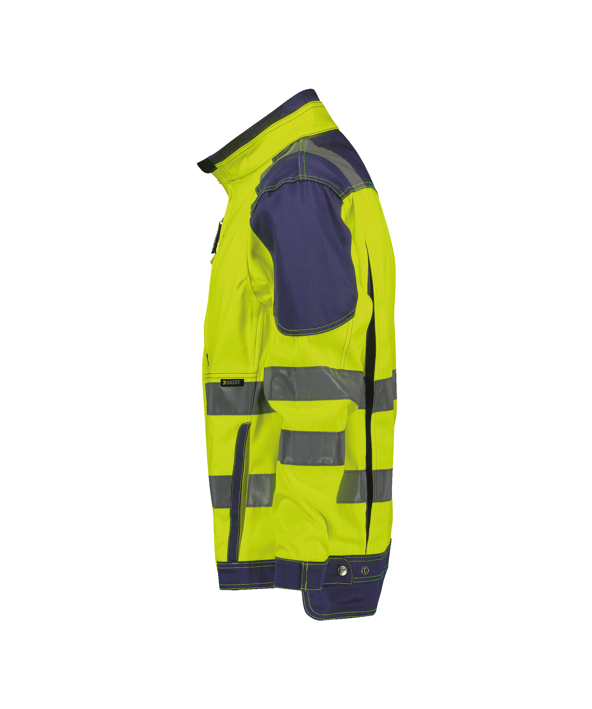 dassy orlando high visibility work jacket fluo yellow navy side 