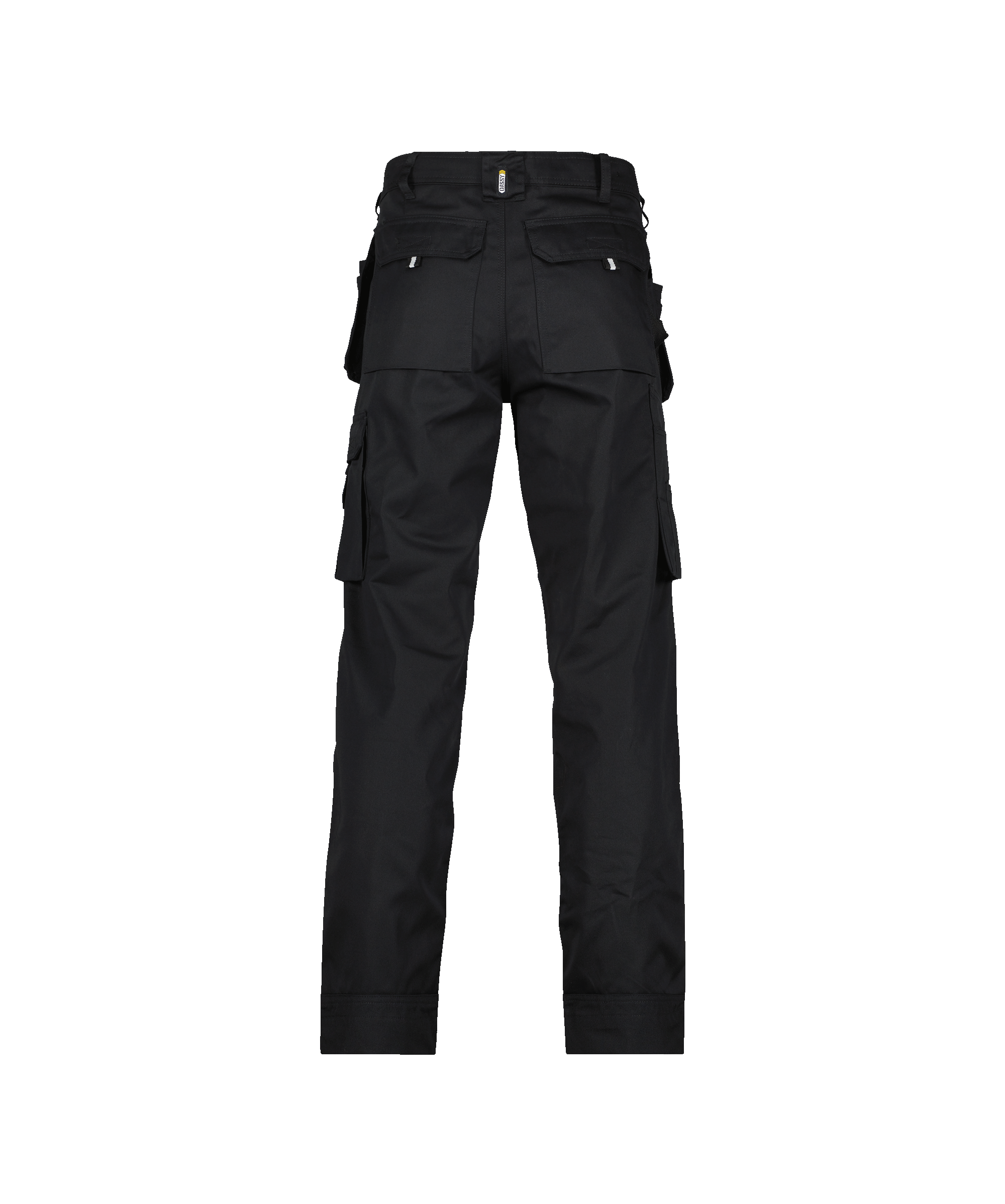 dassy oxford trousers with holster pockets and knee pockets black back 