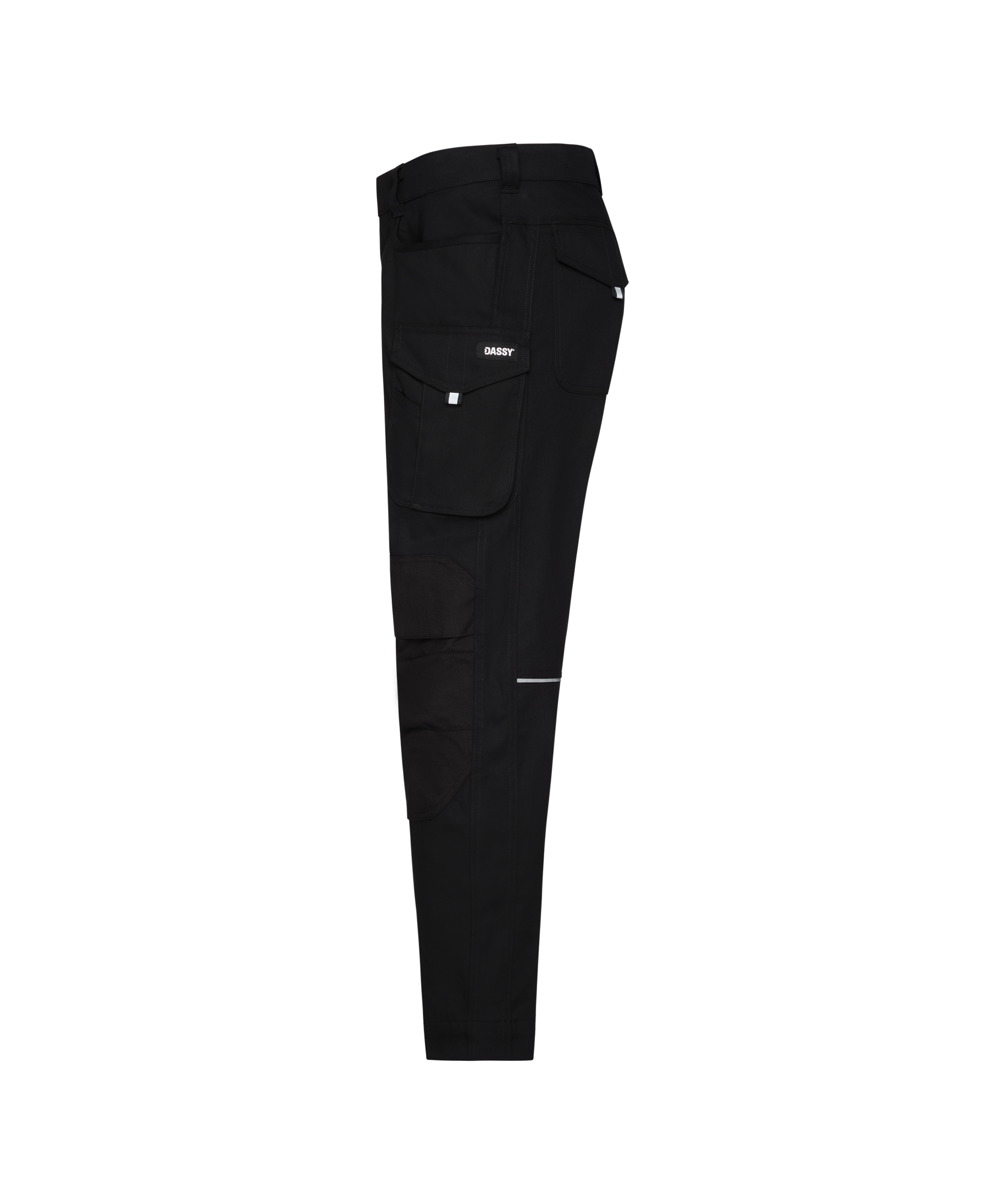 dassy ponti work trousers with knee pockets black side 