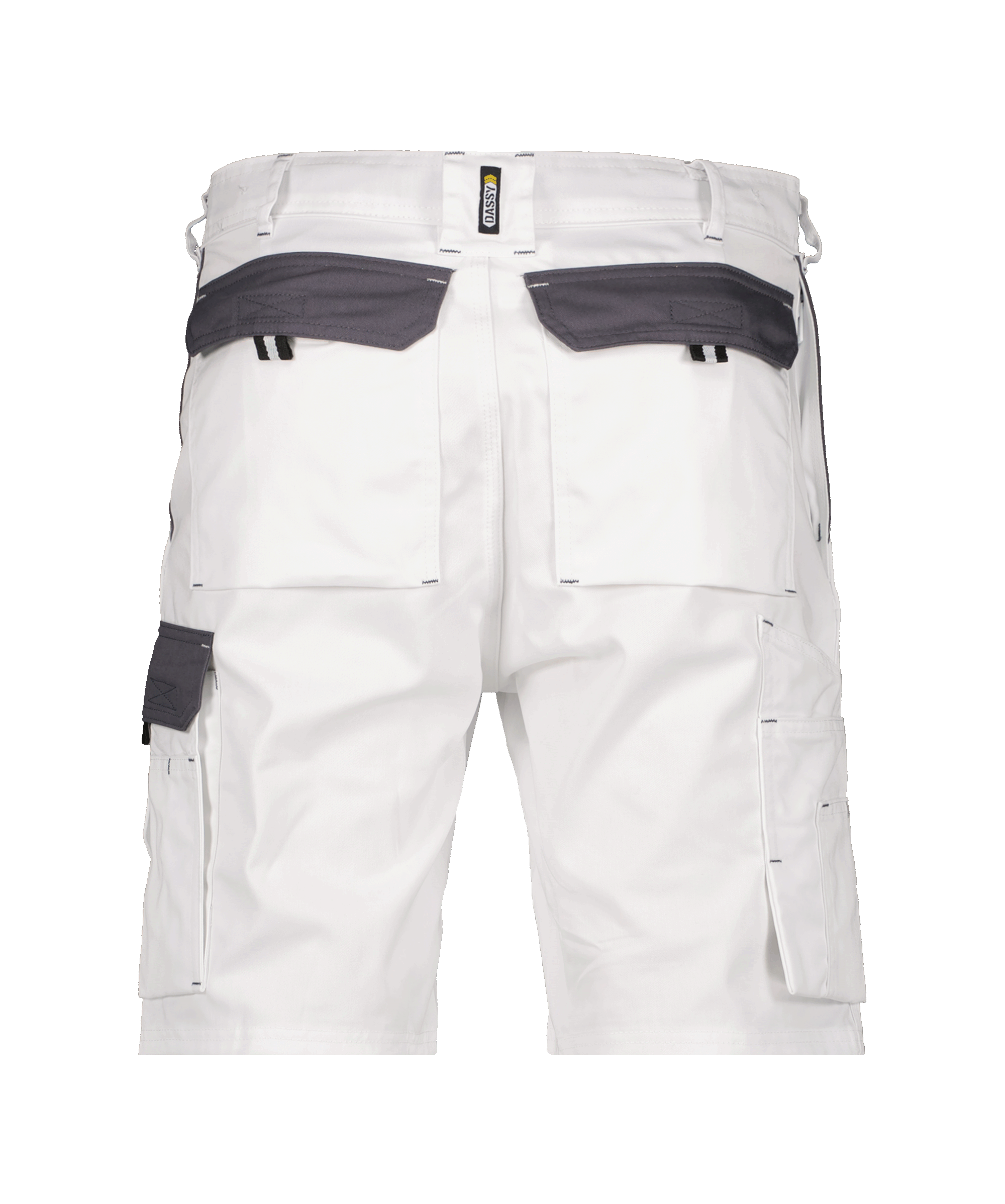 dassy roma two tone work shorts white cement grey back 