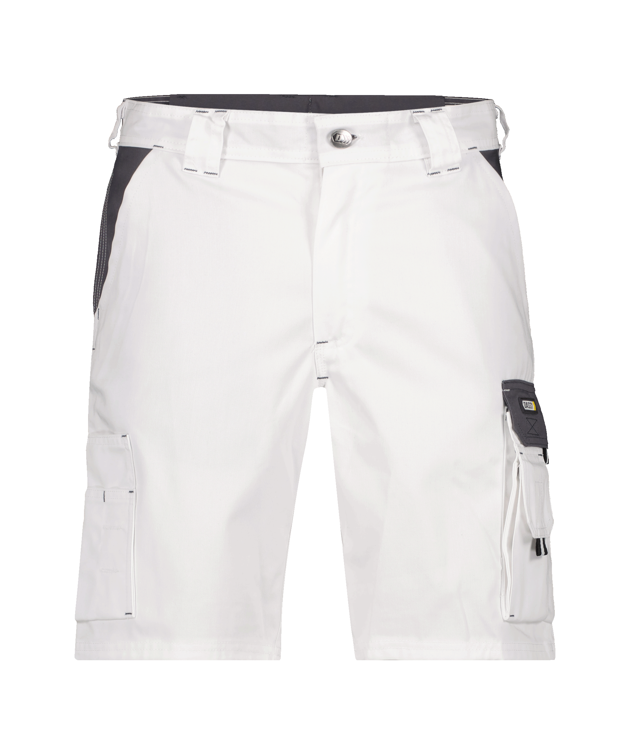 dassy roma two tone work shorts white cement grey front 