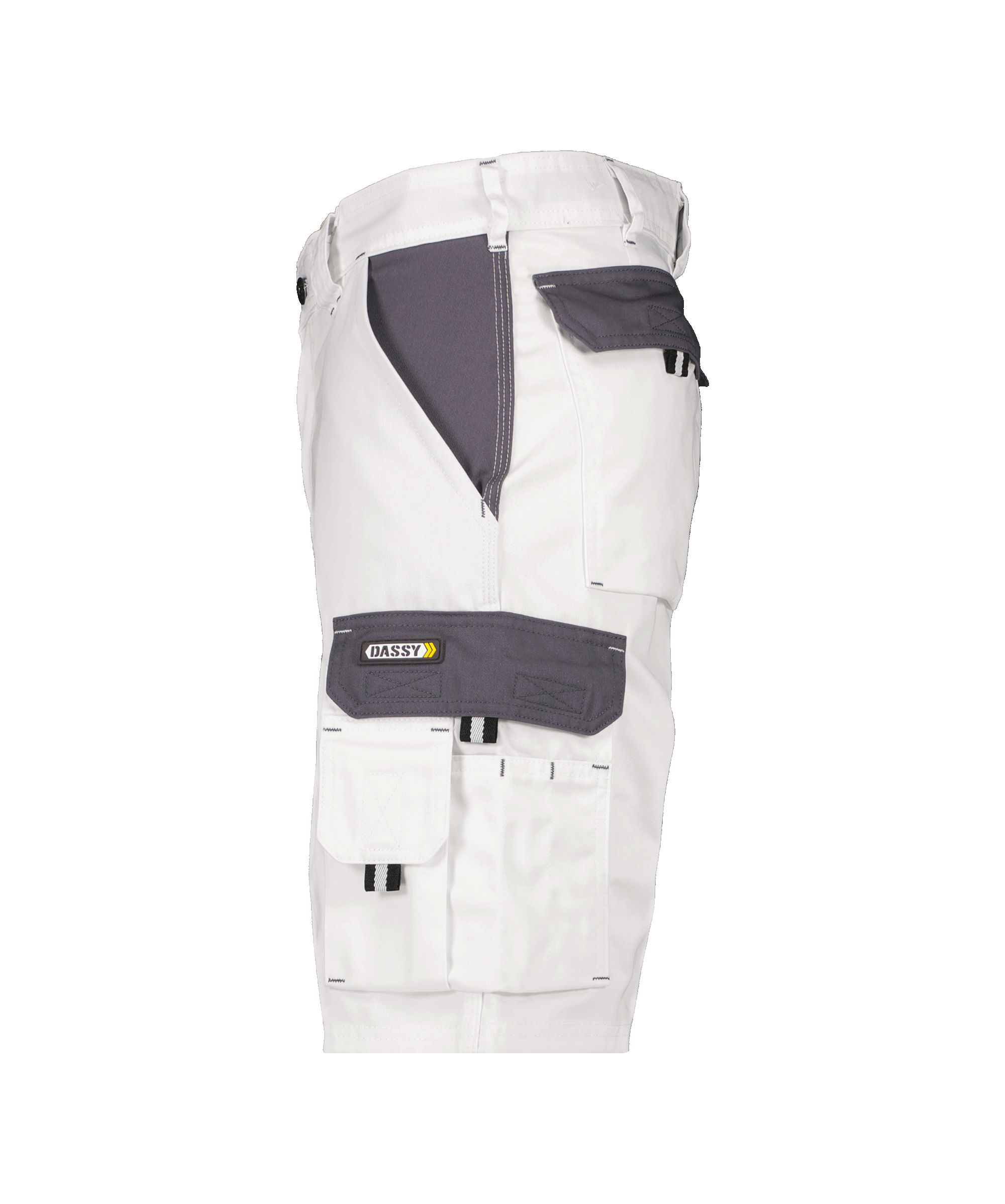 dassy roma two tone work shorts white cement grey side 