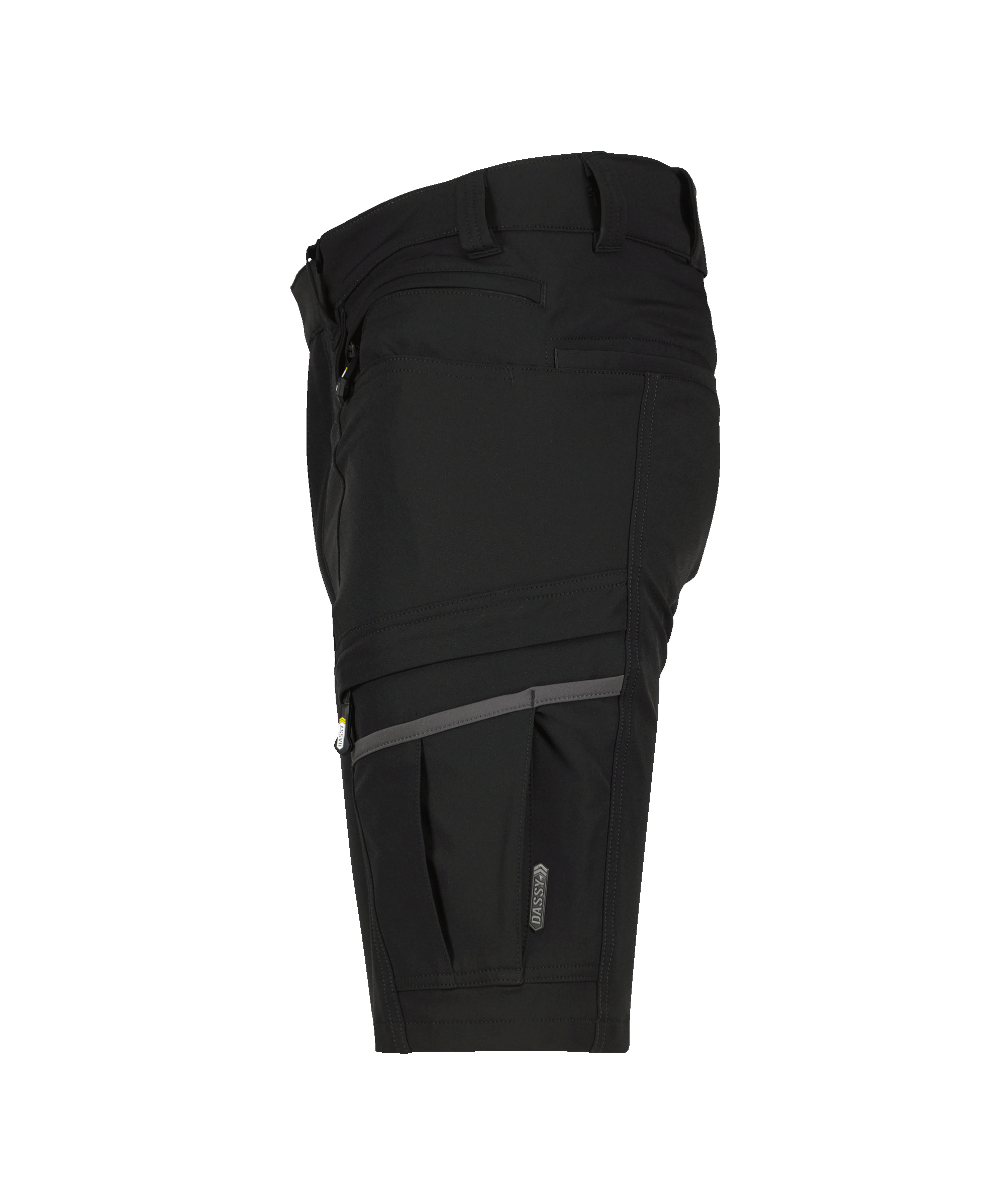 dassy sparx stretch work shorts black side 